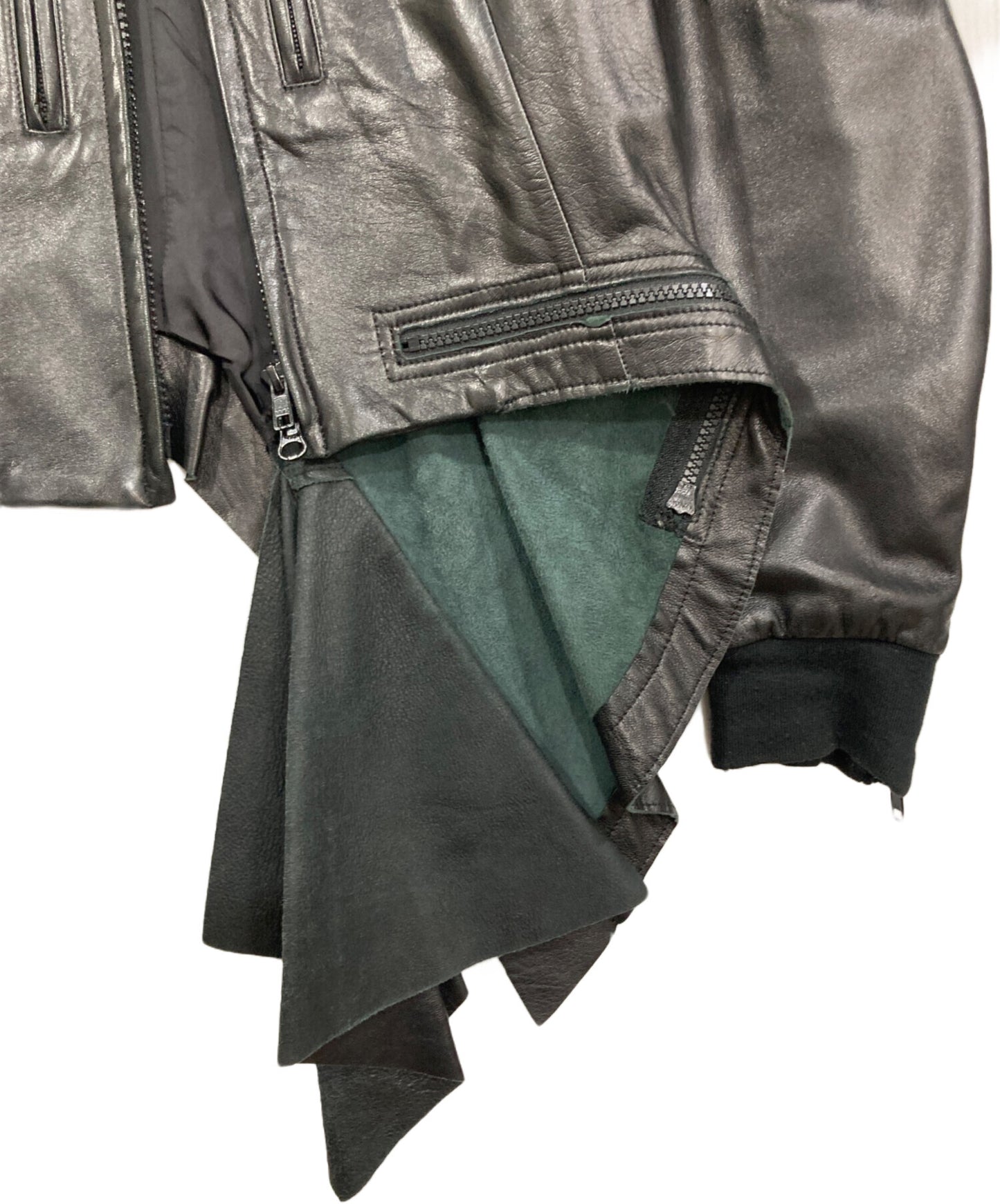 [Pre-owned] yohji yamamoto+noir Asymmetrical lamb leather MA-1 jacket NX-J15-701