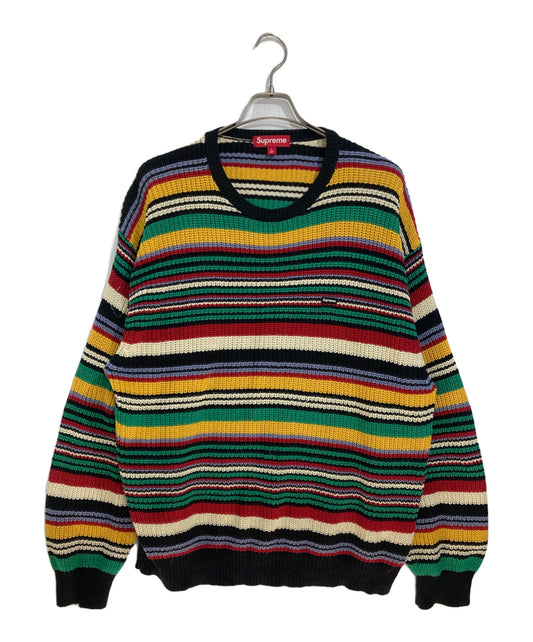 [Pre-owned] SUPREME Small Box Ribbed Sweater Small Box Ribbed Sweater Knit Striped Knit Rasta Color Cotton Knit