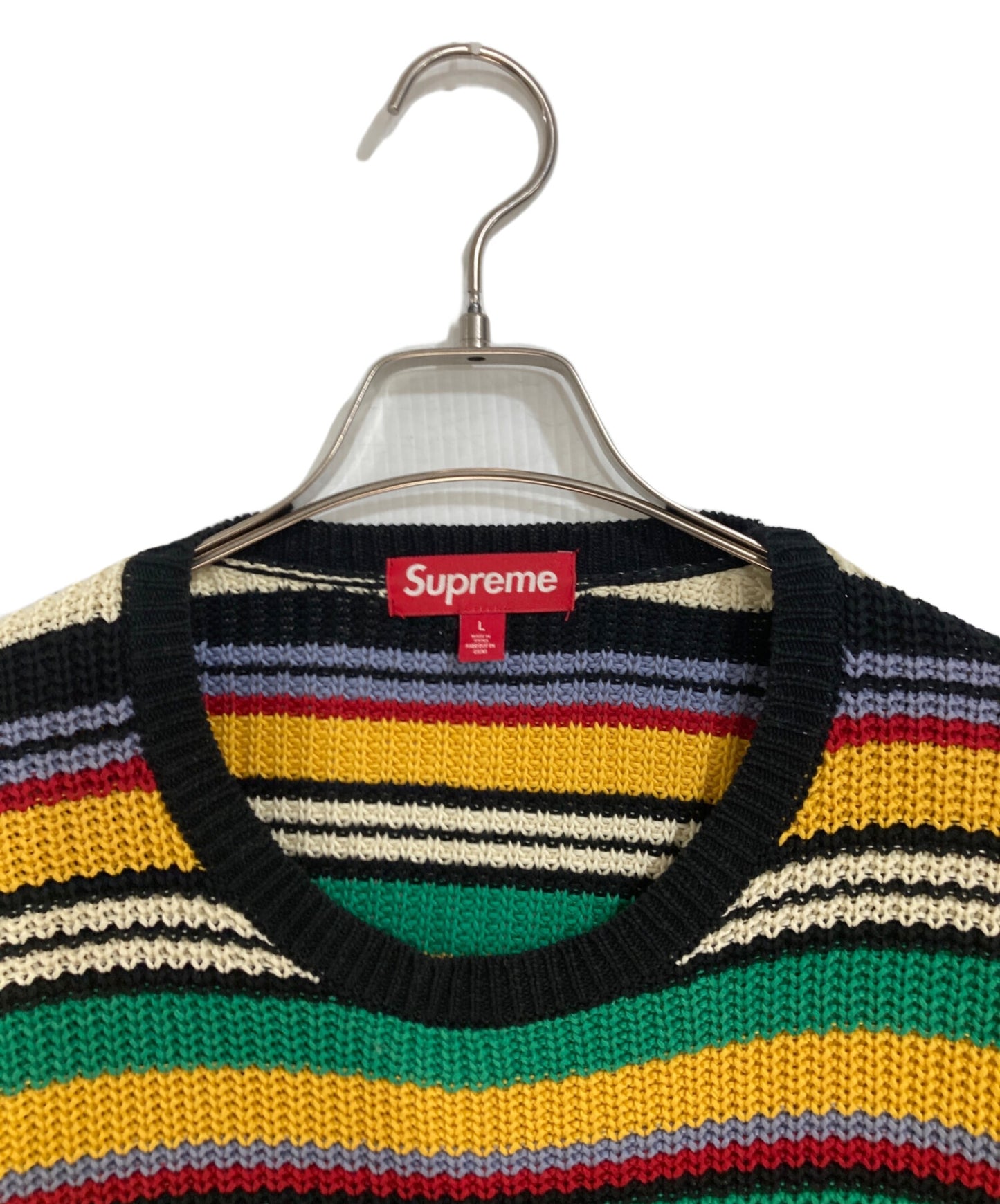 [Pre-owned] SUPREME Small Box Ribbed Sweater Small Box Ribbed Sweater Knit Striped Knit Rasta Color Cotton Knit