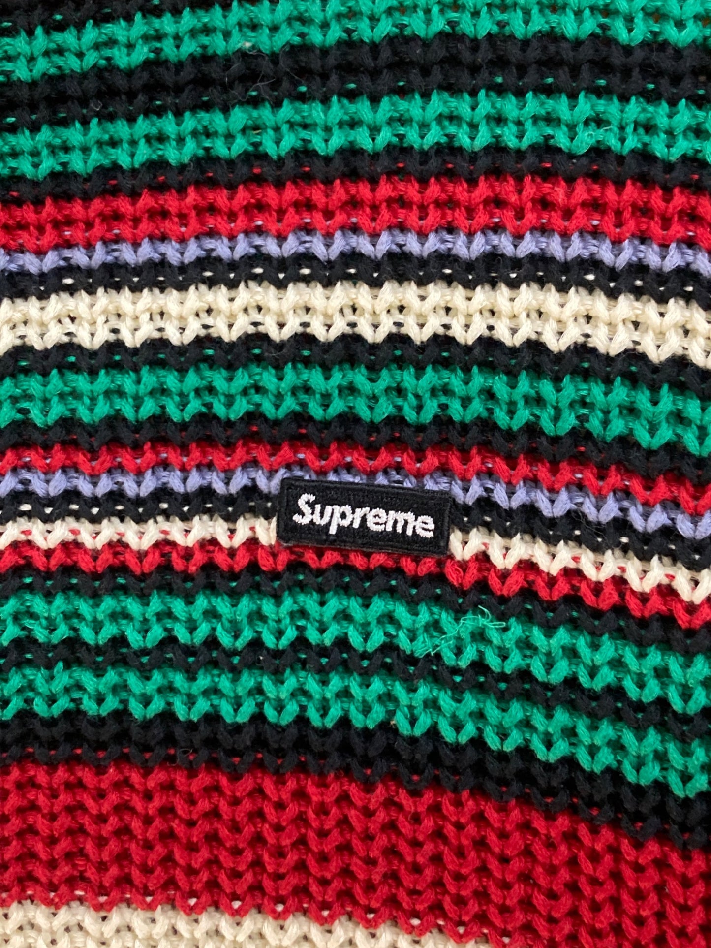 [Pre-owned] SUPREME Small Box Ribbed Sweater Small Box Ribbed Sweater Knit Striped Knit Rasta Color Cotton Knit