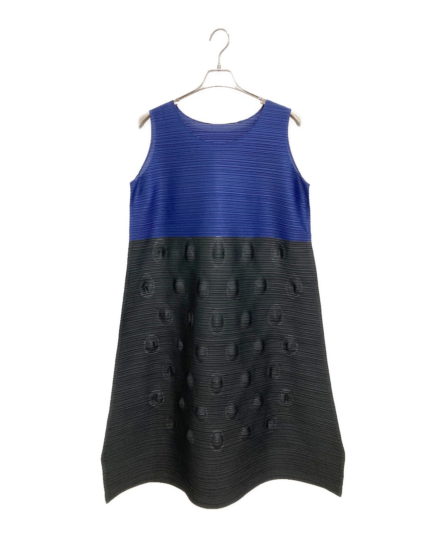 [Pre-owned] PLEATS PLEASE Circle Embossed Pleated Bicolor Sleeveless Dress PP53-JH602