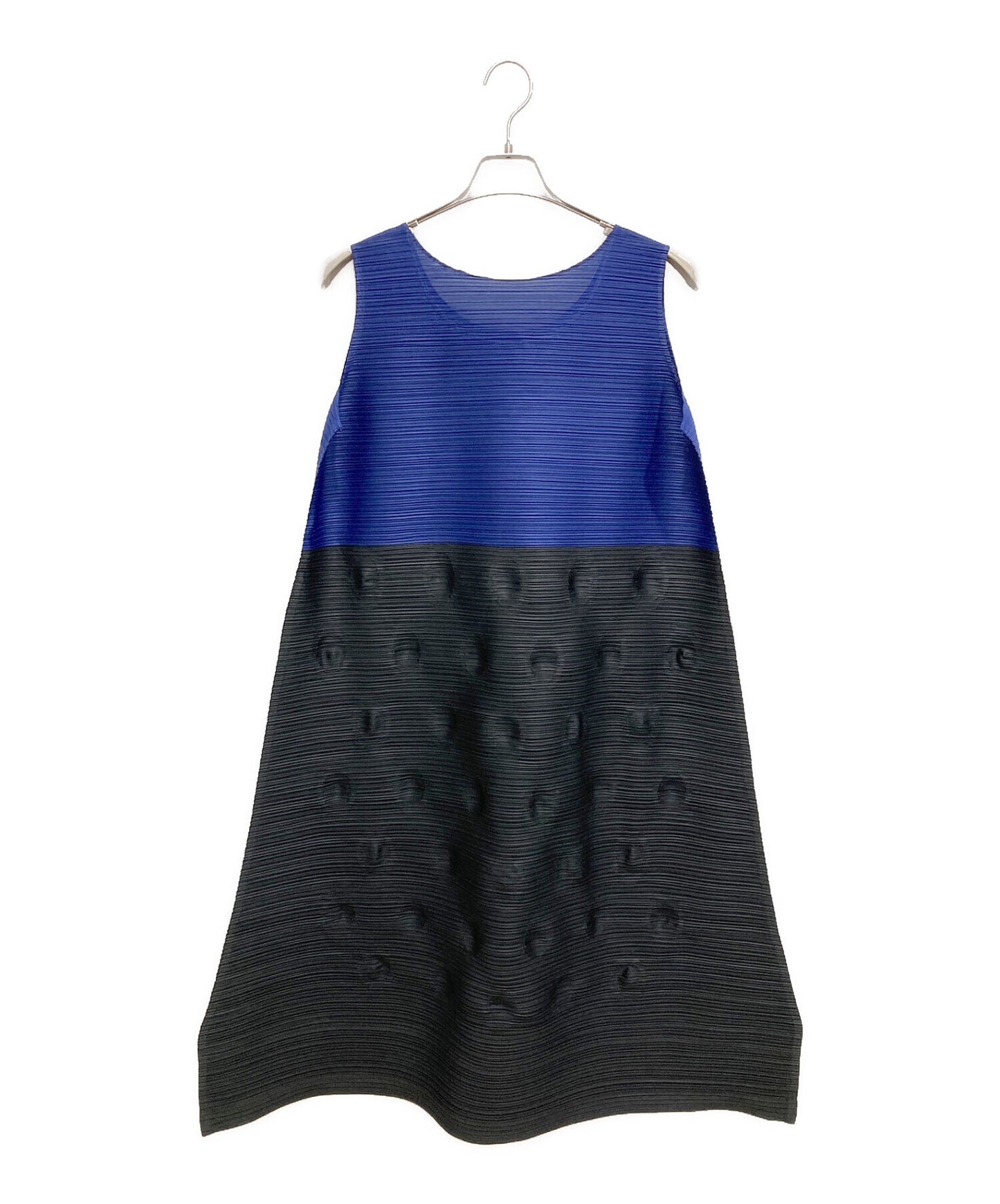 [Pre-owned] PLEATS PLEASE Circle Embossed Pleated Bicolor Sleeveless Dress PP53-JH602