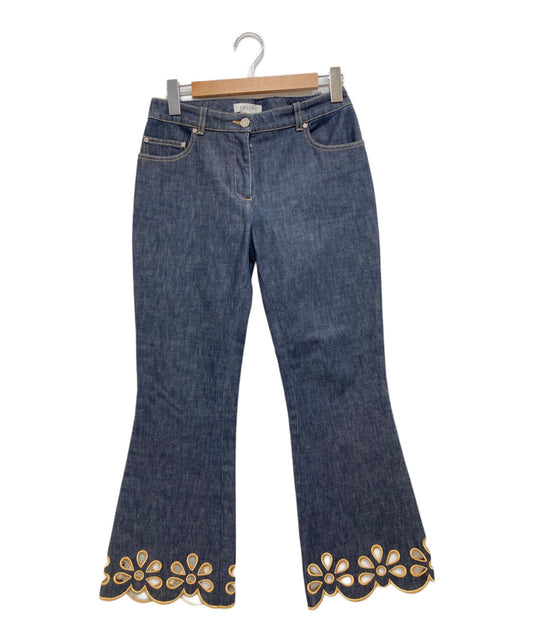 [Pre-owned] CELINE Cutwork hem flared denim pants 2 1161/0650