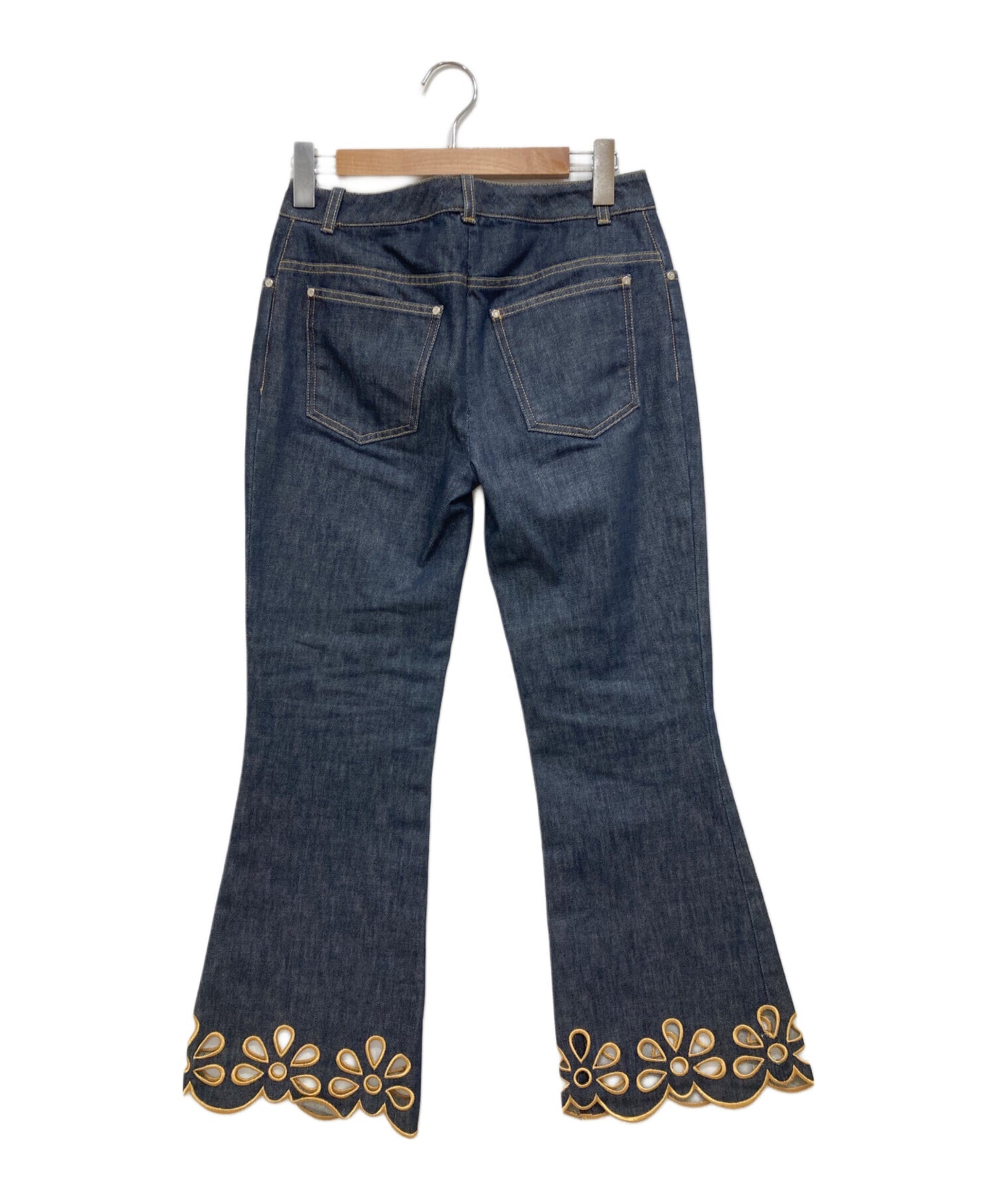 [Pre-owned] CELINE Cutwork hem flared denim pants 2 1161/0650