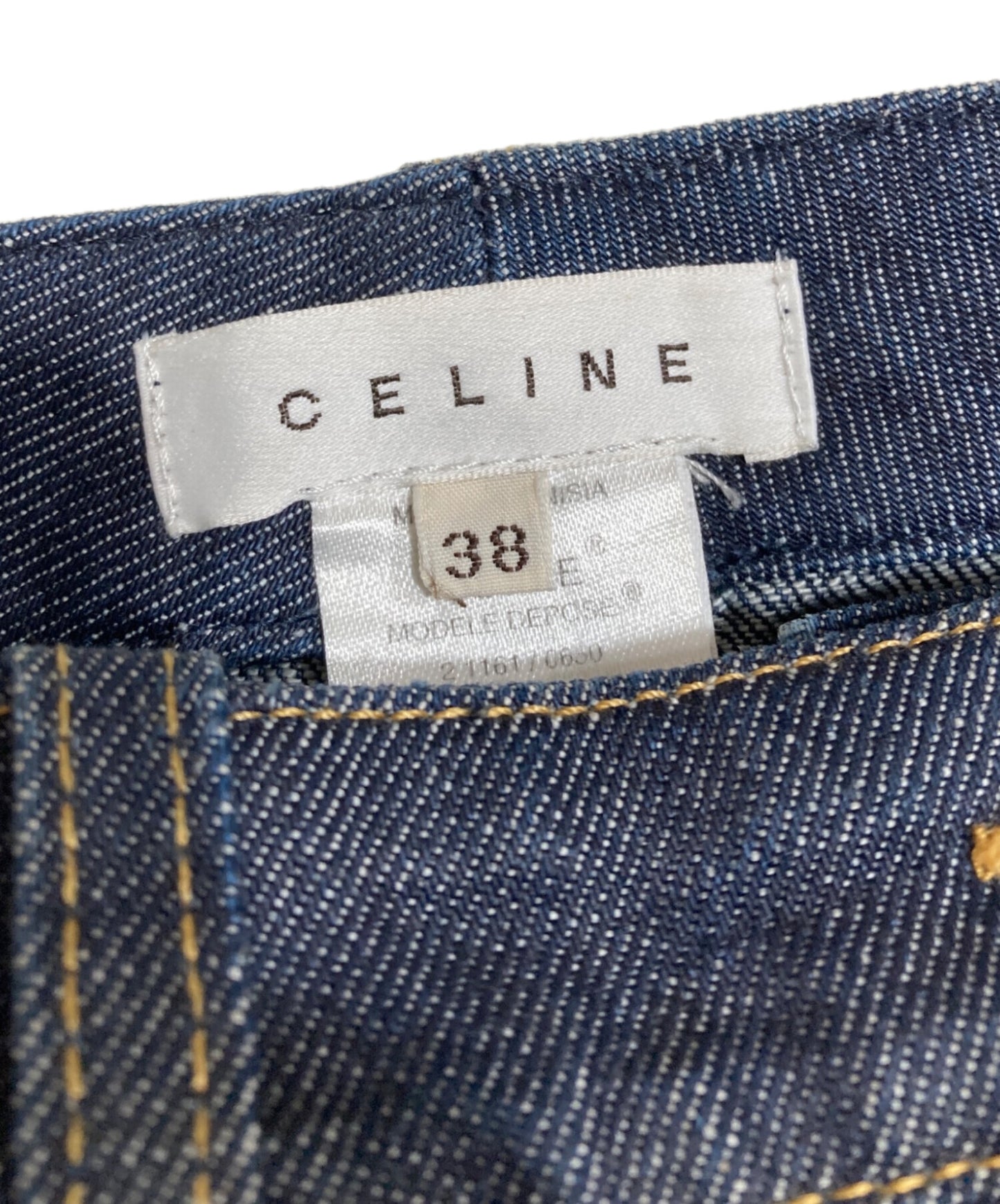 [Pre-owned] CELINE Cutwork hem flared denim pants 2 1161/0650