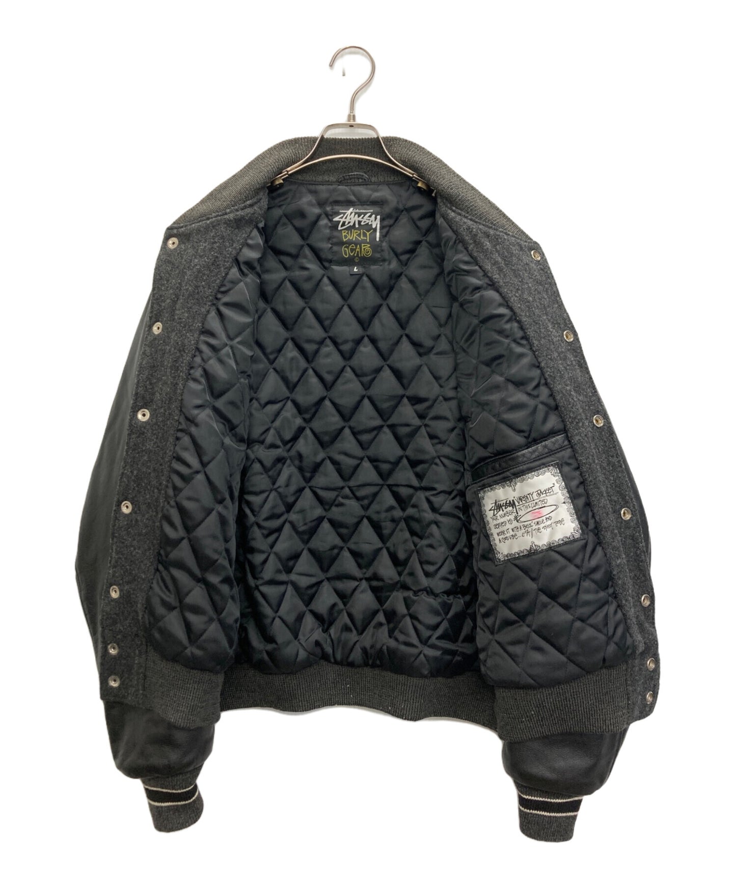 [Pre-owned] stussy Leather Switched Varsity Jacket