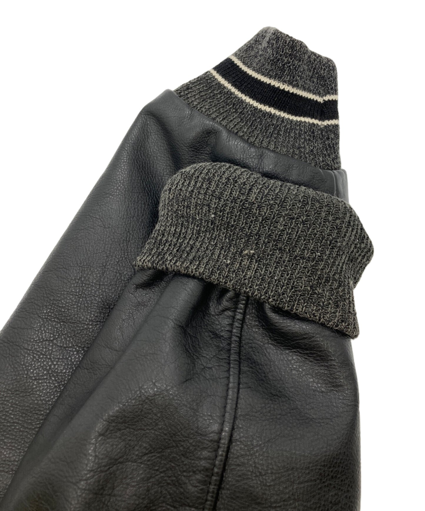 [Pre-owned] stussy Leather Switched Varsity Jacket