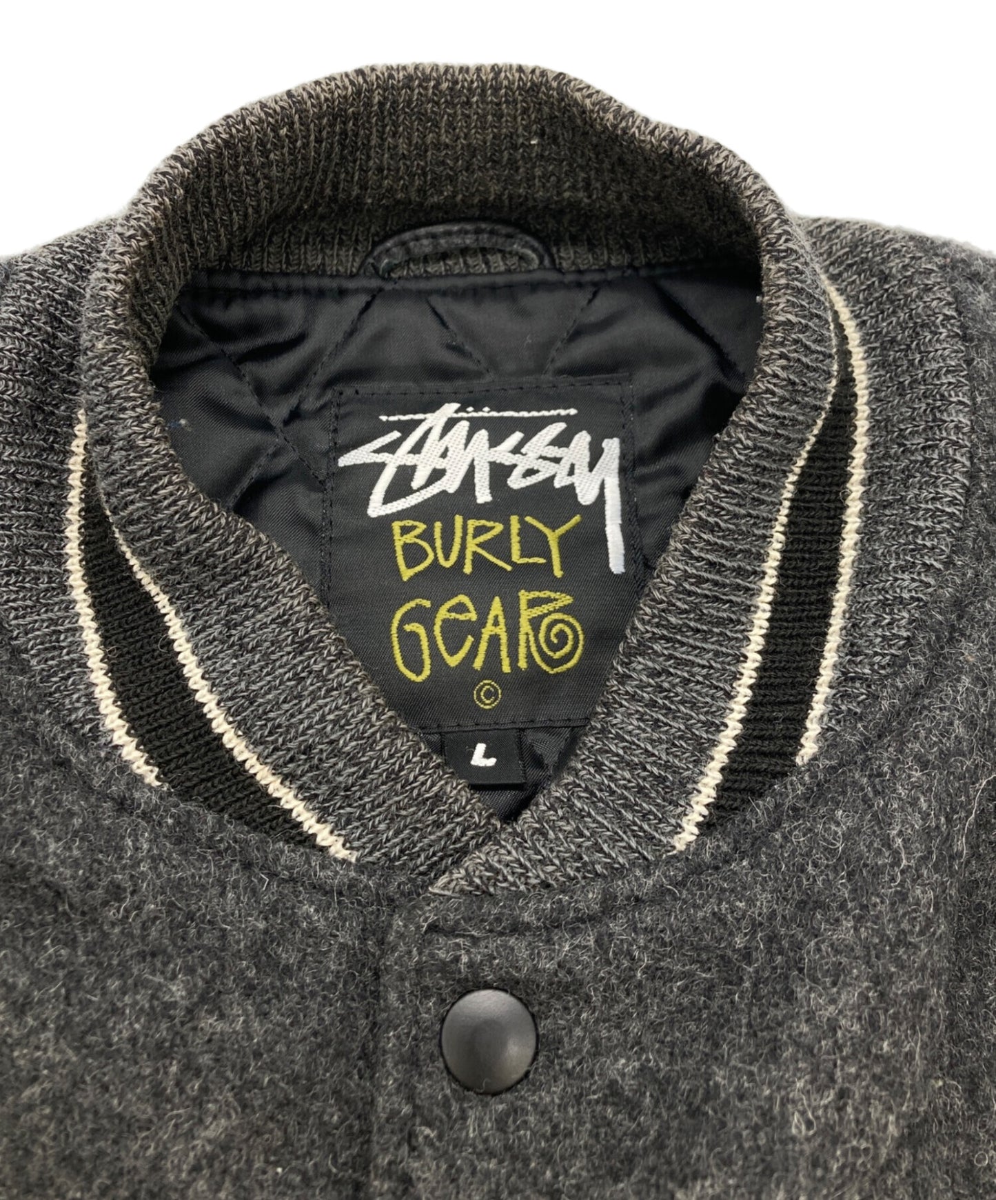 [Pre-owned] stussy Leather Switched Varsity Jacket