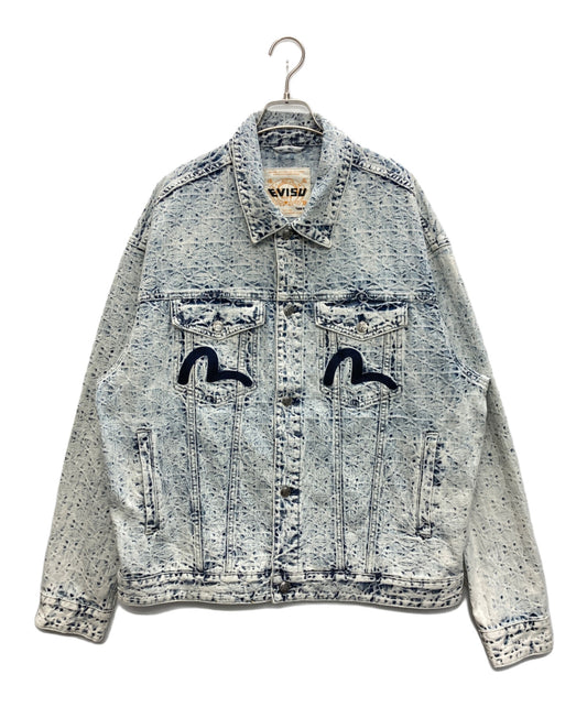 [Pre-owned] EVISU Allover Seagull Jacquard Seagull Embroidered Loose Fit Denim Jacket 2ESHTM4DJ8004LFDN