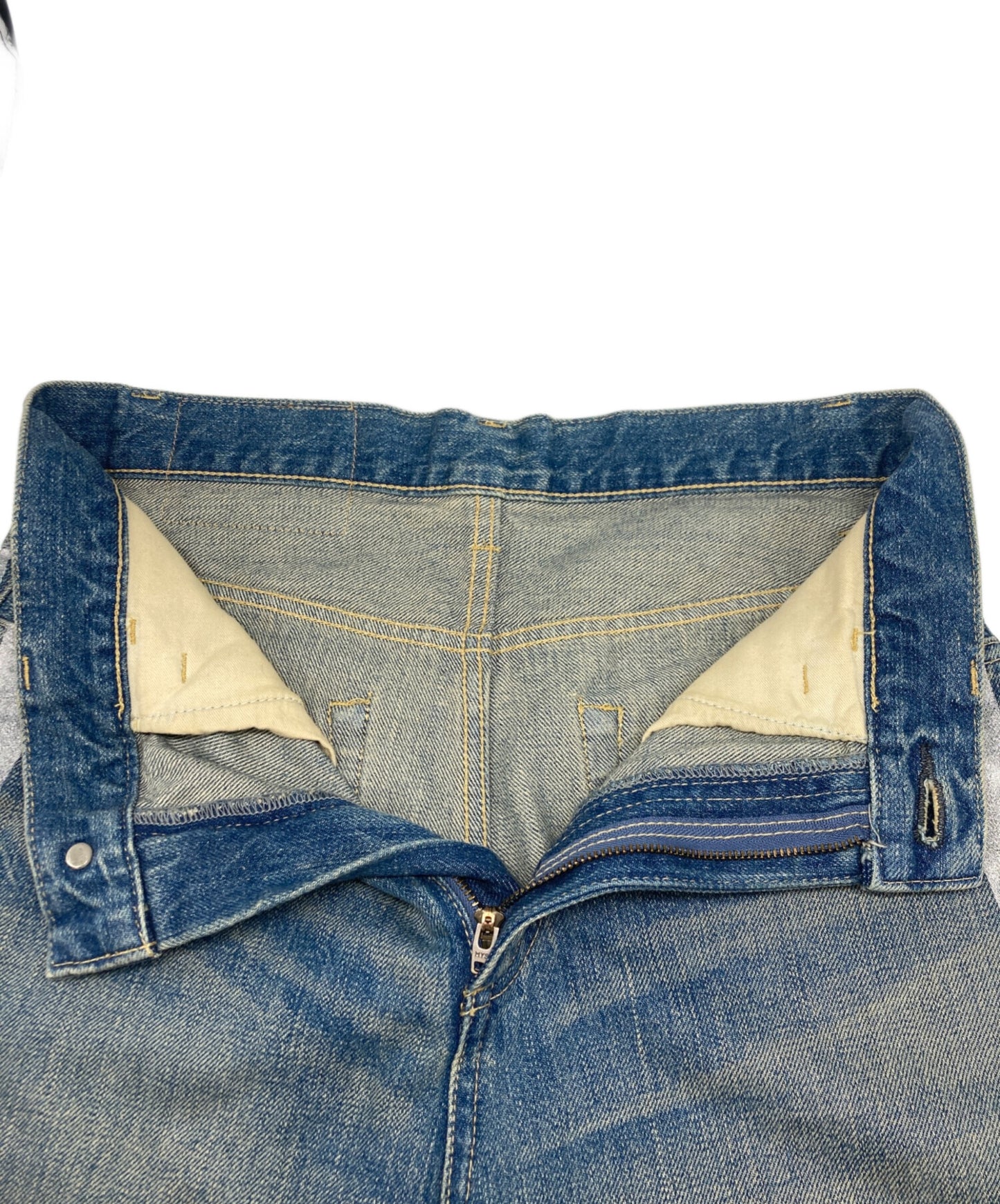 [Pre-owned] Hysteric Glamour Silver Sideline Eighth Length Wide Denim Pants 01243AP05