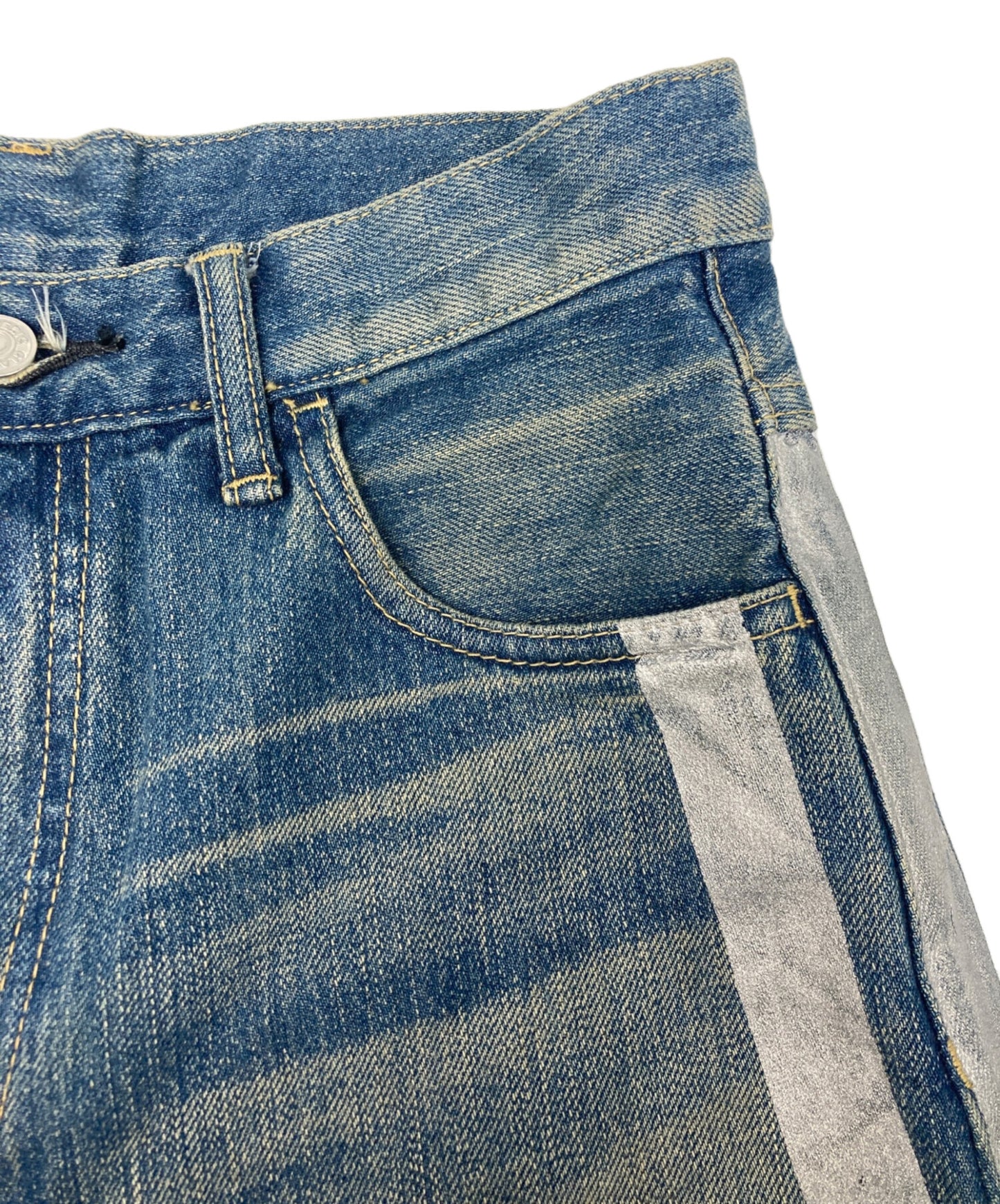 [Pre-owned] Hysteric Glamour Silver Sideline Eighth Length Wide Denim Pants 01243AP05