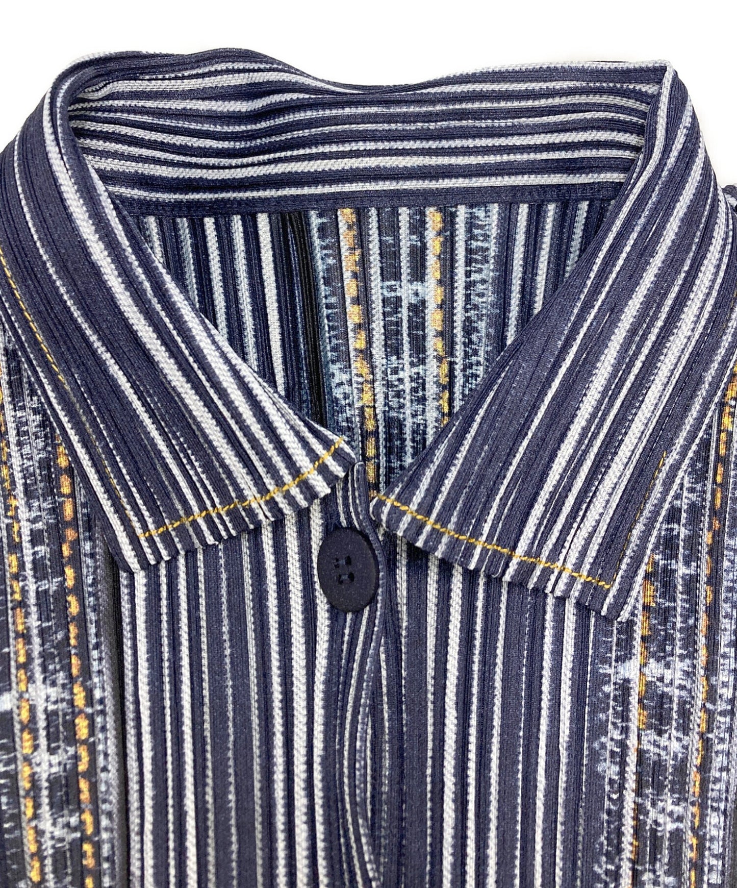 [Pre-owned] PLEATS PLEASE Denim Transfer Pleated Cardigan PP01-EN597