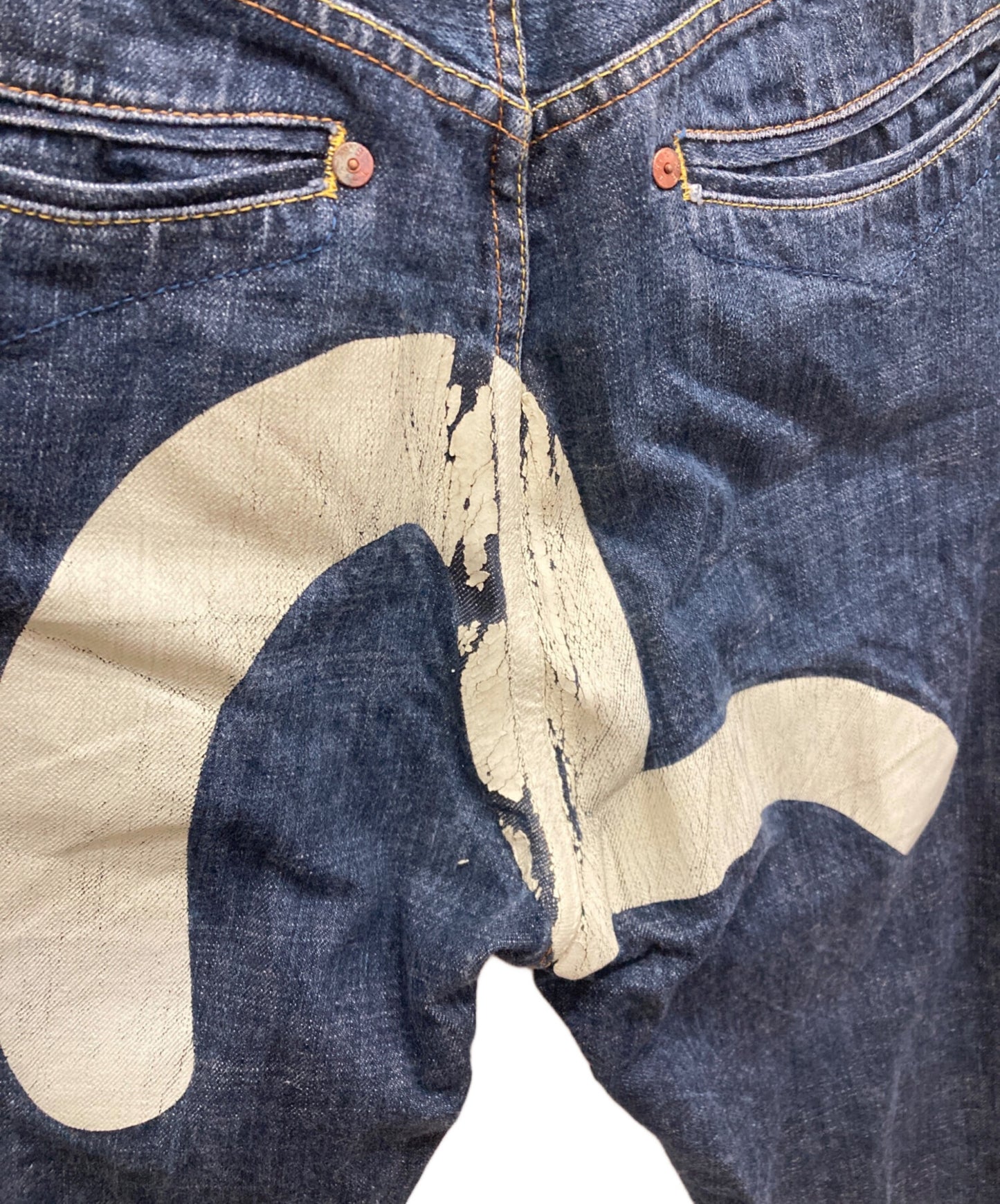 [Pre-owned] EVISU Big Seagull Painted Denim Pants