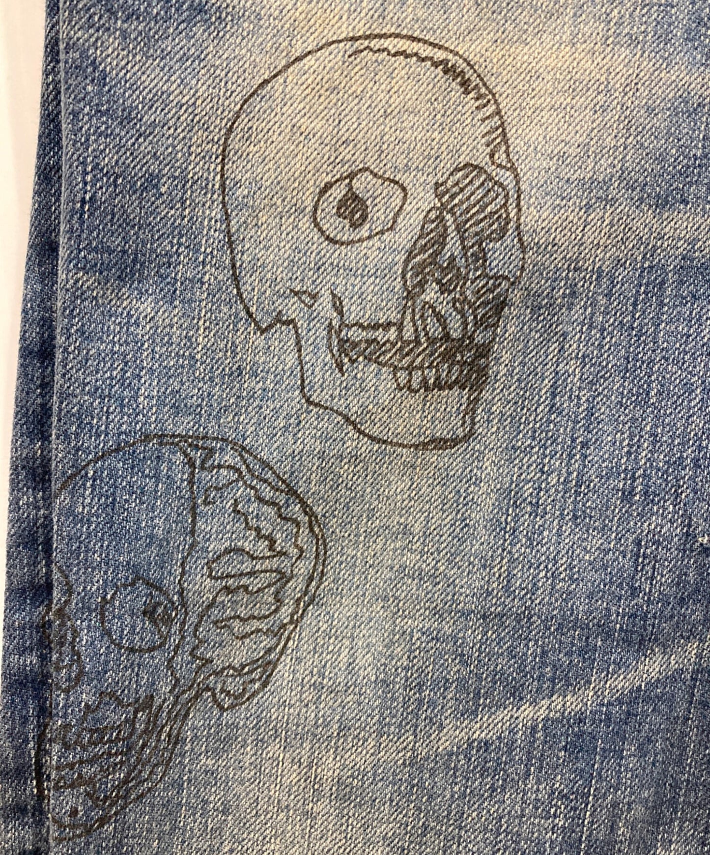 [Pre-owned] Hysteric Glamour Skull Print Studded Denim Pants 0393AP01