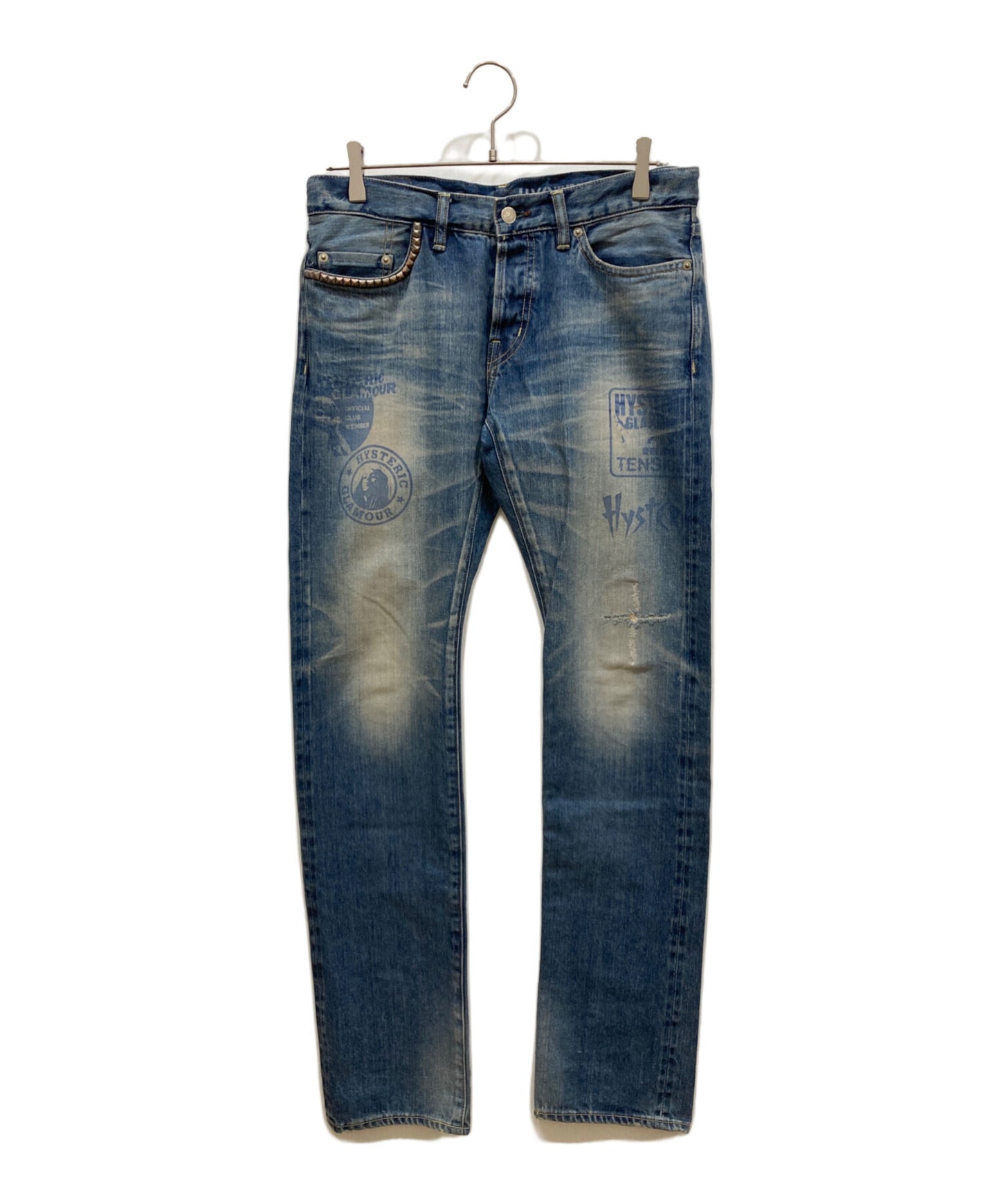 [Pre-owned] Hysteric Glamour Girl Print Studded Denim Pants 0234AP05