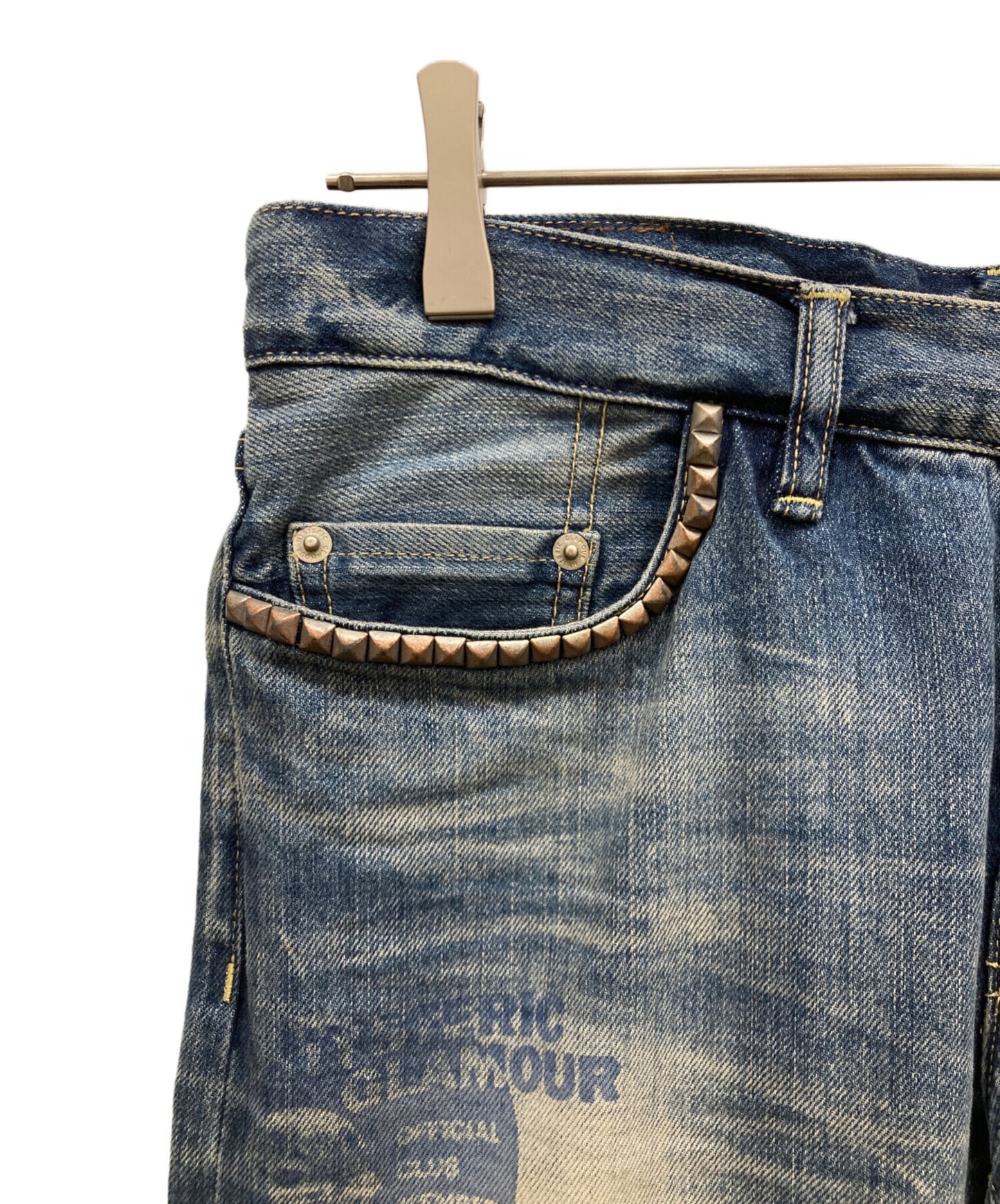 [Pre-owned] Hysteric Glamour Girl Print Studded Denim Pants 0234AP05