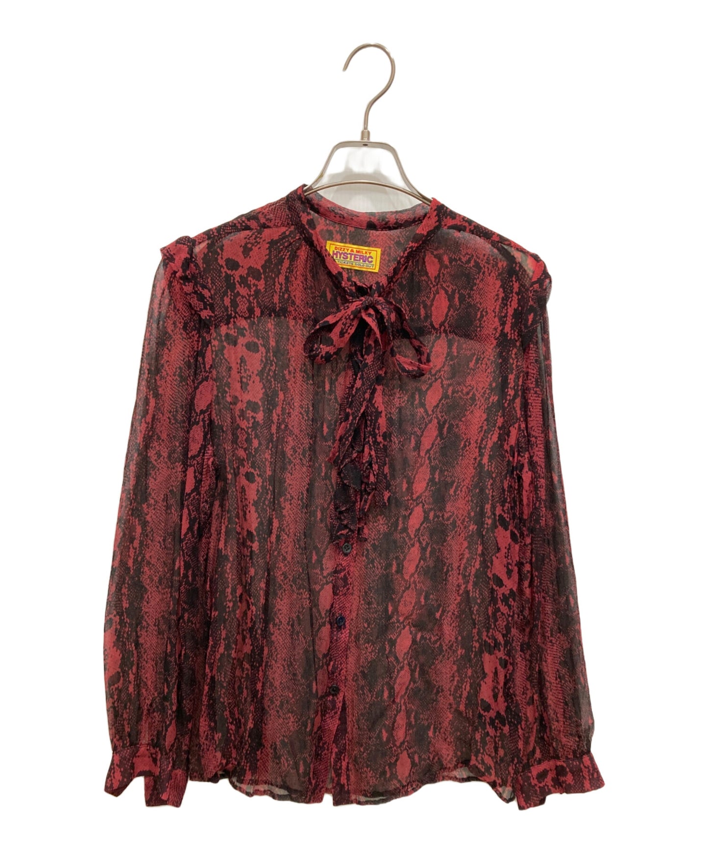 [Pre-owned] Hysteric Glamour SKULL PYTHON patterned ruffle bow tie blouse 01213AH04