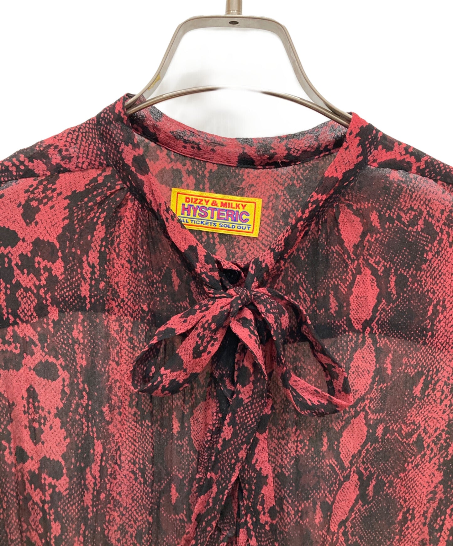 [Pre-owned] Hysteric Glamour SKULL PYTHON patterned ruffle bow tie blouse 01213AH04