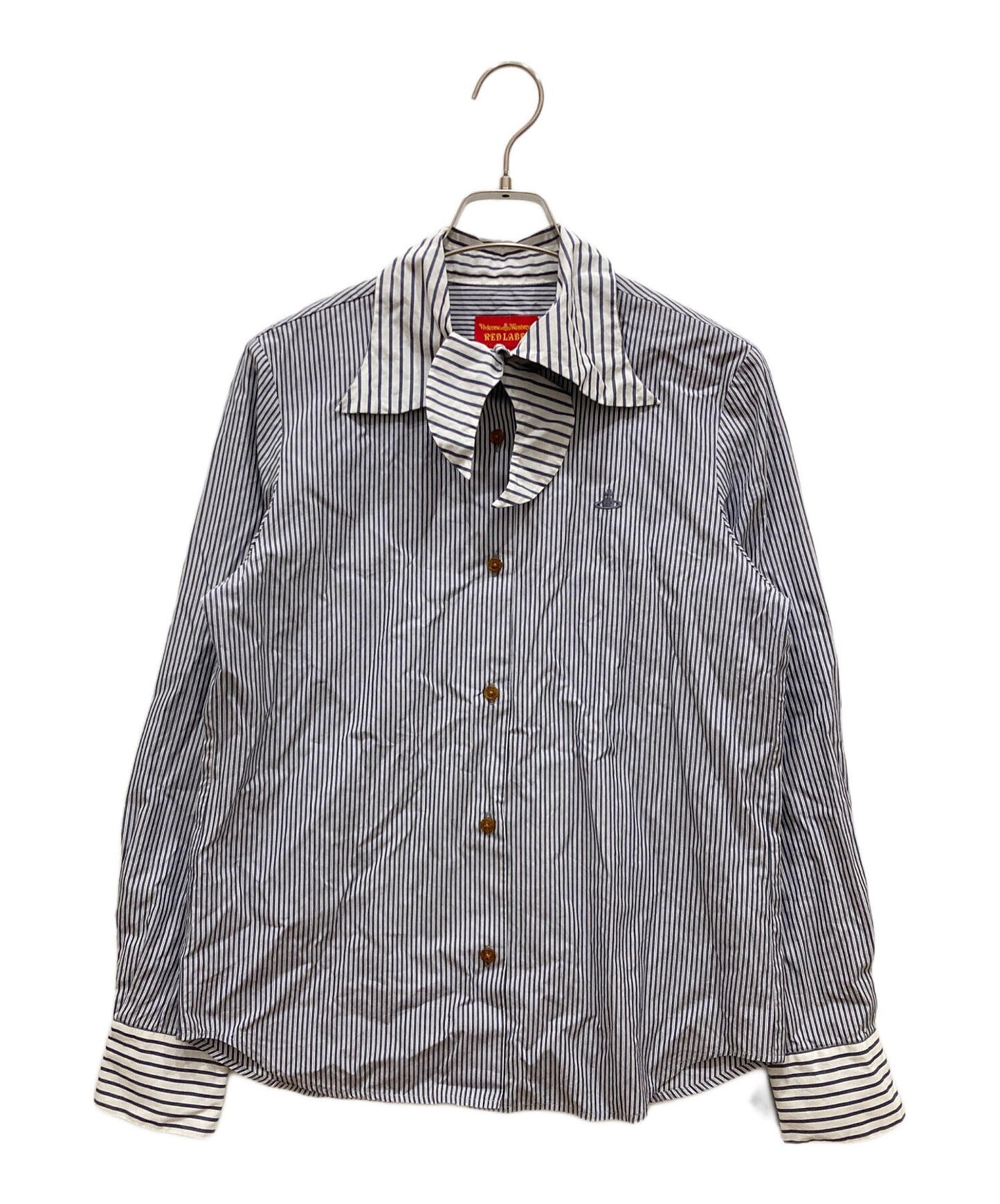[Pre-owned] Vivienne Westwood RED LABEL Orb Embroidered Striped Shirt 357-01-88008