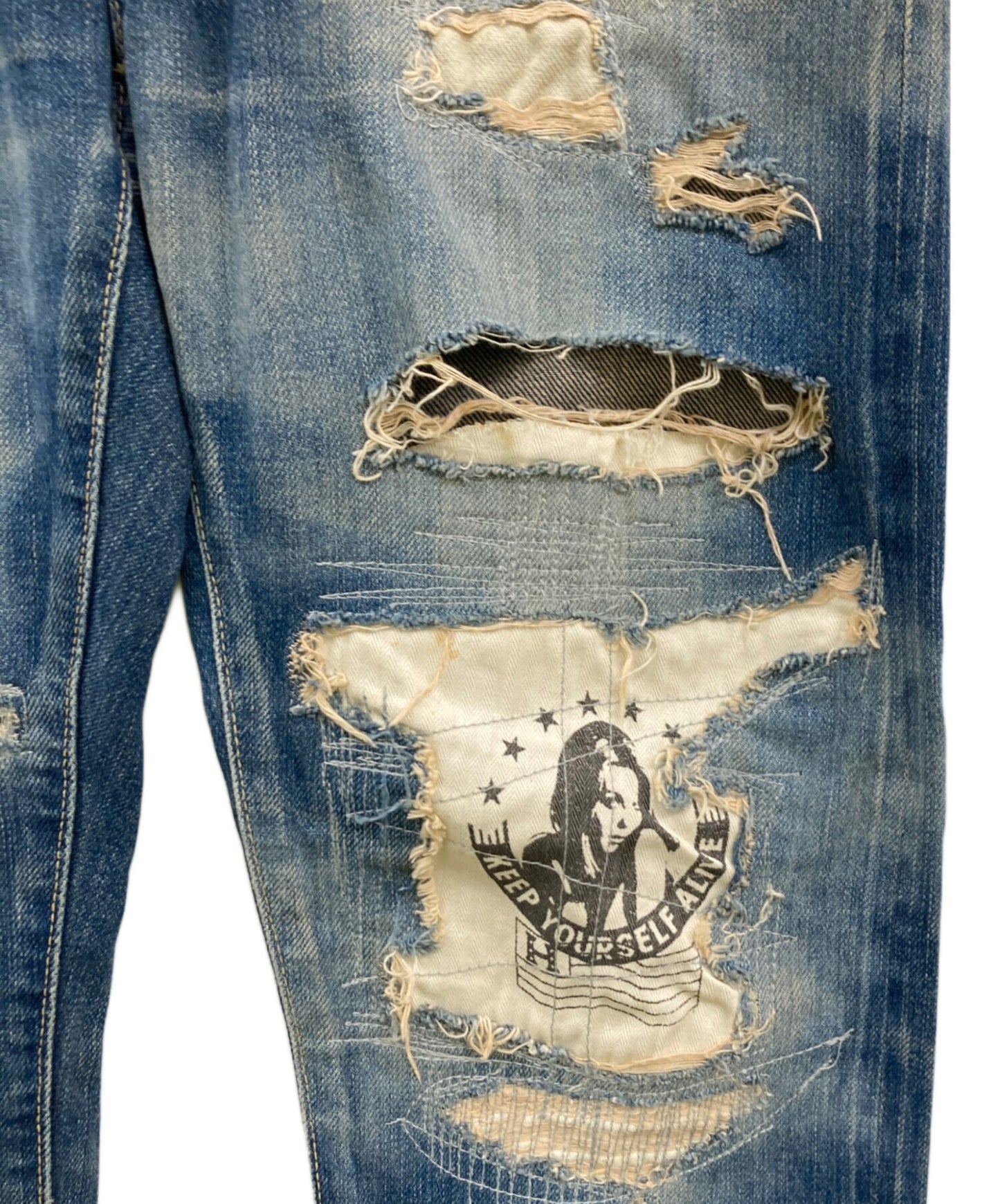 [Pre-owned] Hysteric Glamour RSR Processed Denim Pants / 0111AP05 / Y2K / Processed Denim Pants / Damaged Denim / Patchwork 0111AP05