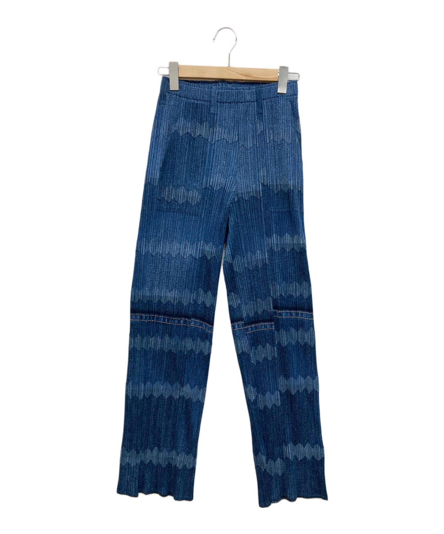 [Pre-owned] PLEATS PLEASE Patchwork Denim Transfer Print Pleated Pants / Pleated Pants / Patchwork Pants PP12-JF524