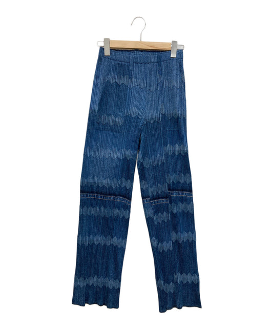 [Pre-owned] PLEATS PLEASE Patchwork Denim Transfer Print Pleated Pants / Pleated Pants / Patchwork Pants PP12-JF524
