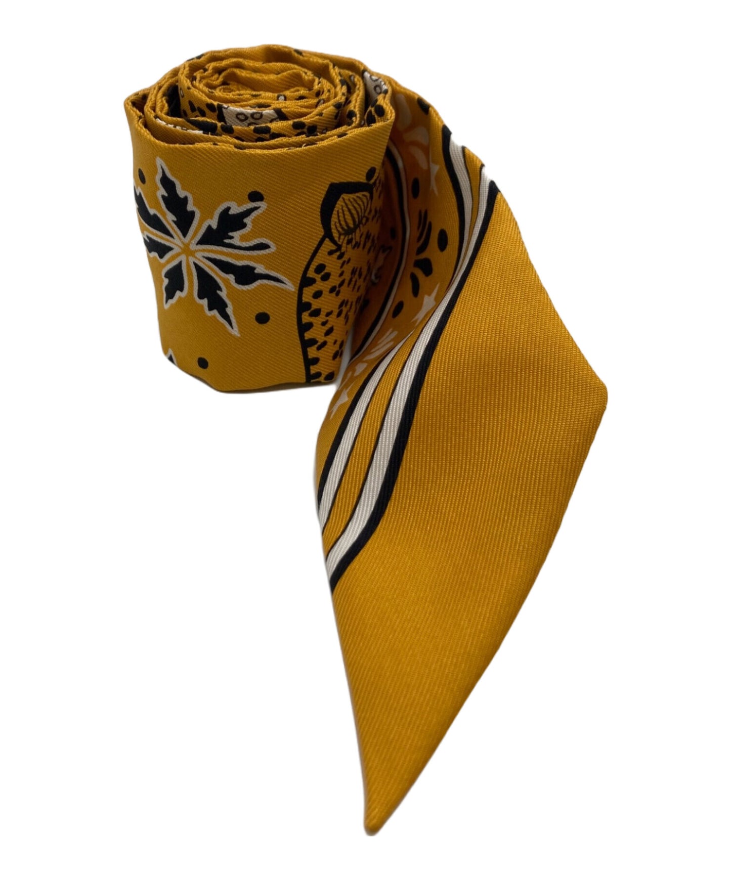 [Pre-owned] HERMES Twirly scarf/silk miel x noir x blanc