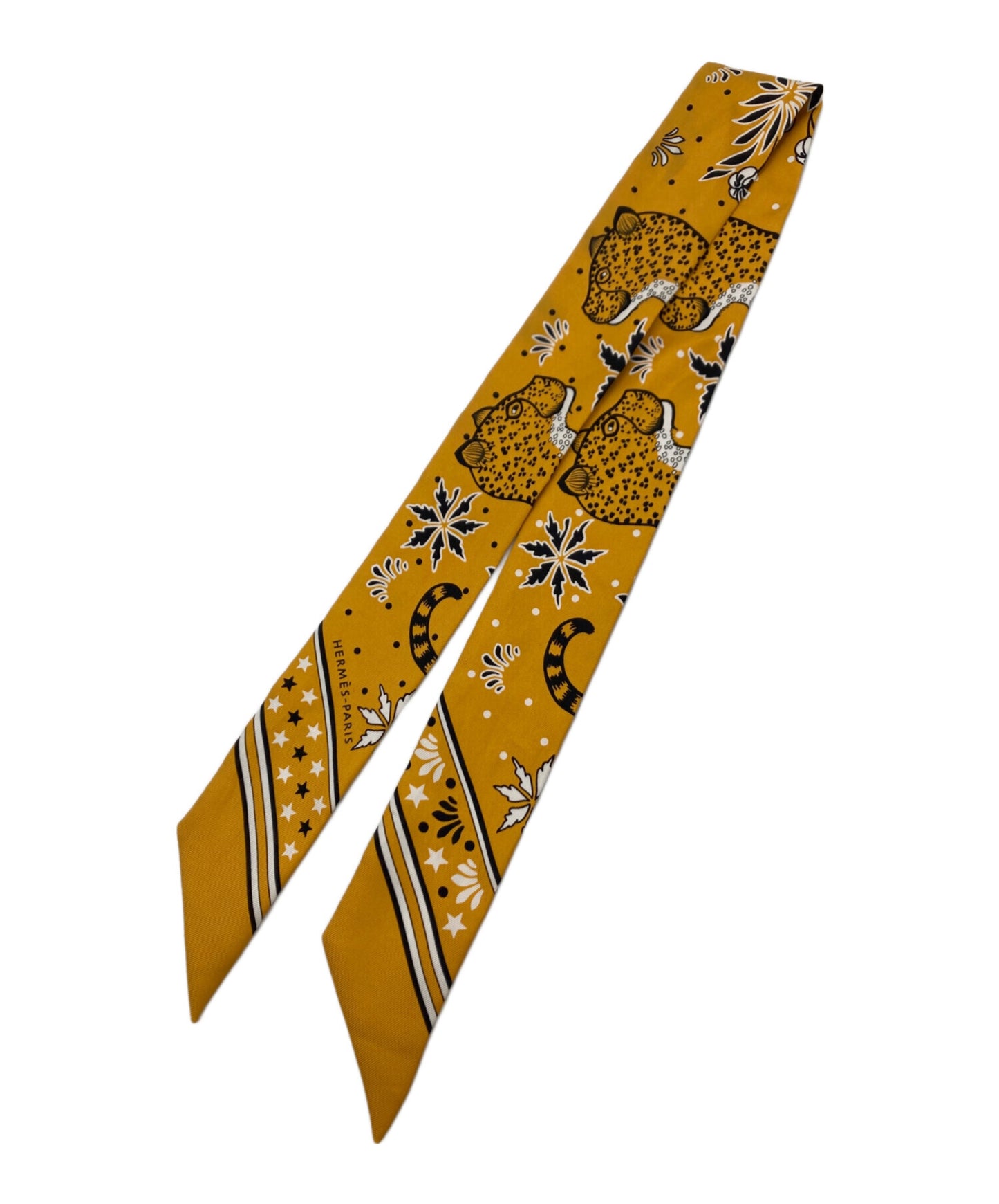 [Pre-owned] HERMES Twirly scarf/silk miel x noir x blanc