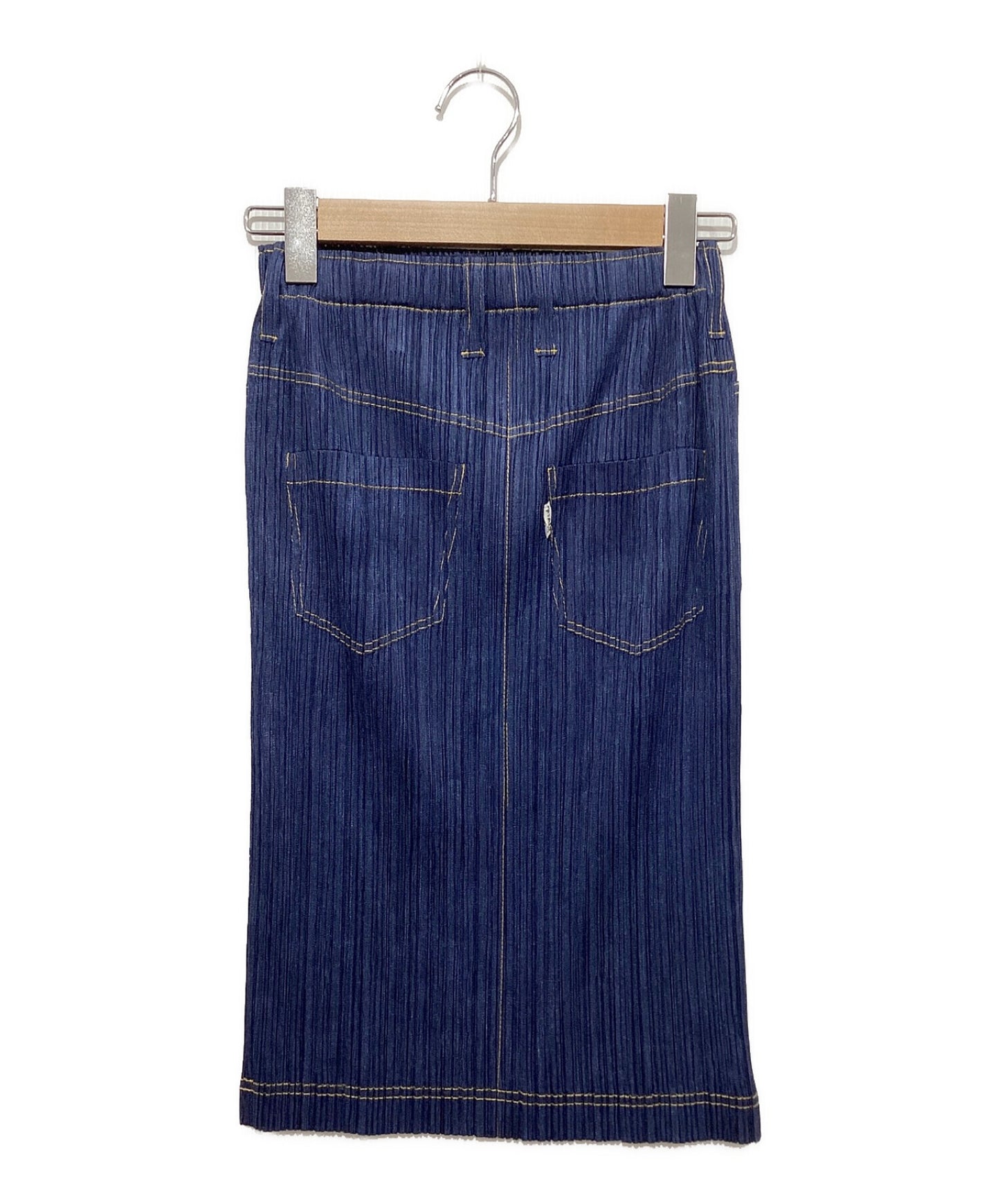 [Pre-owned] PLEATS PLEASE Denim Transfer Pleated Skirt PP75-JG021