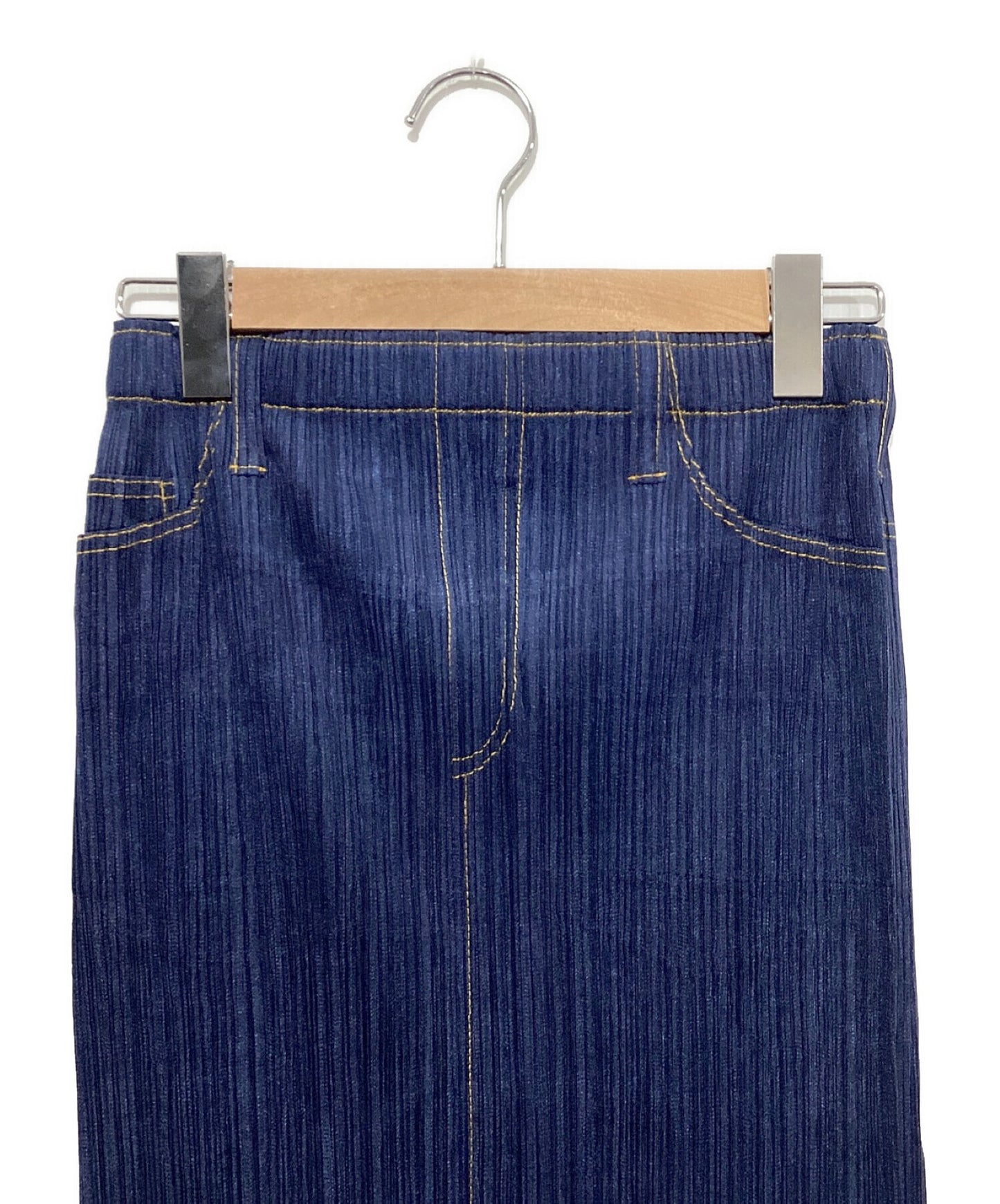 [Pre-owned] PLEATS PLEASE Denim Transfer Pleated Skirt PP75-JG021