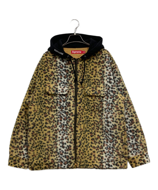 [Pre-owned] SUPREME Zip Jacket / Fleece Zip Up Hooded Shirt Leopard
