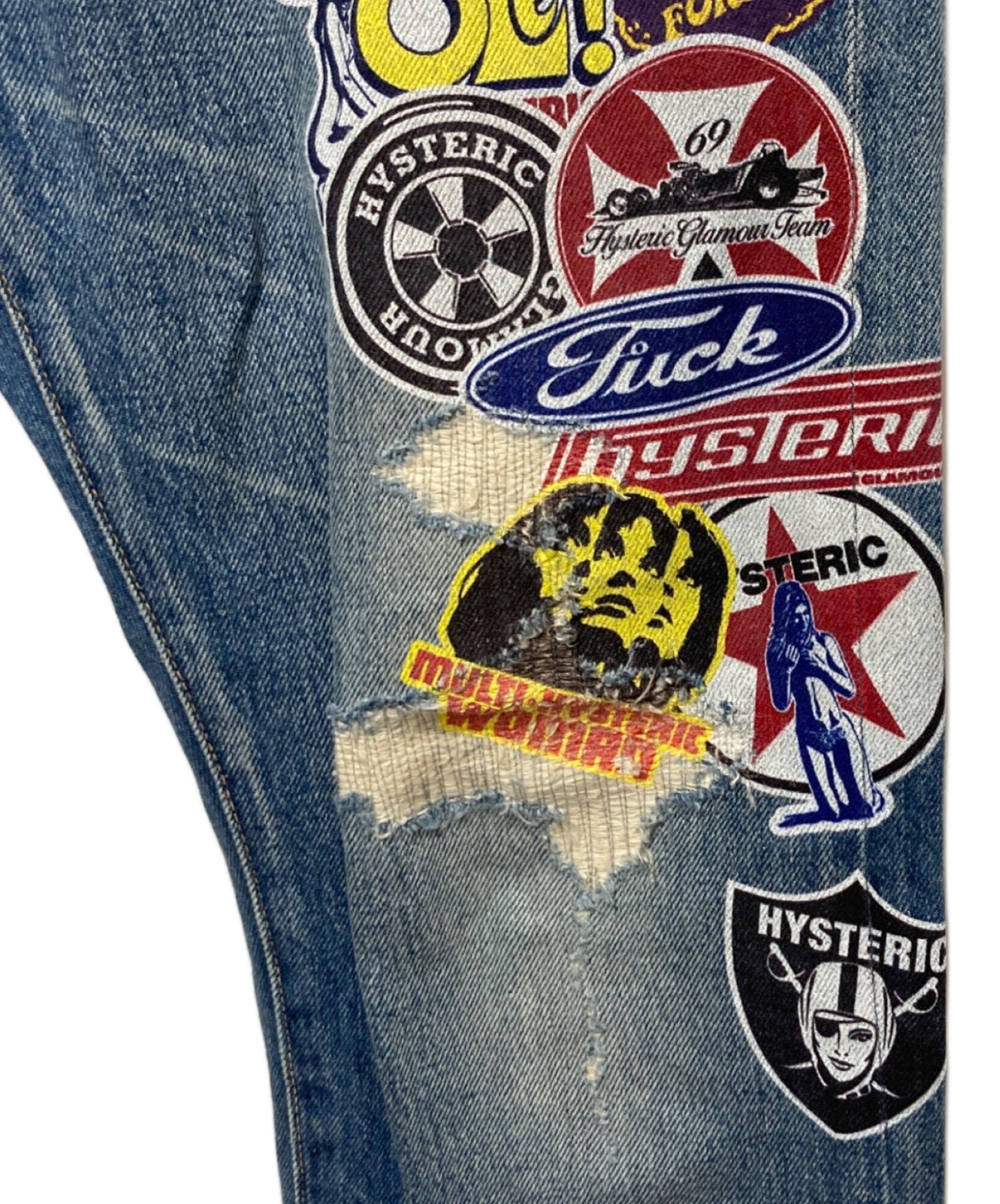 [Pre-owned] Hysteric Glamour Sticker print denim pants 02211AP15