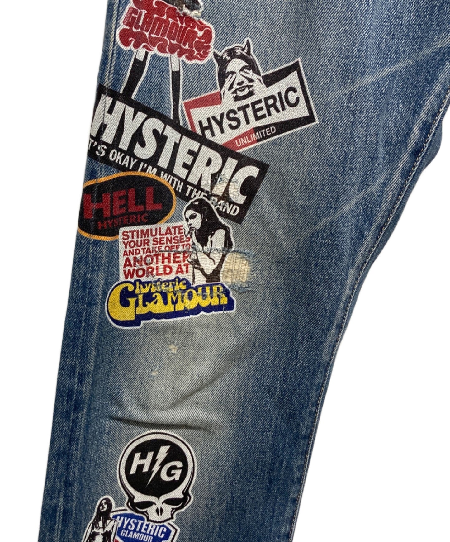 [Pre-owned] Hysteric Glamour Sticker print denim pants 02211AP15