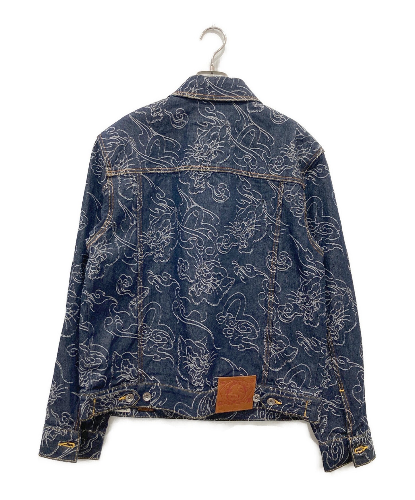 [Pre-owned] EVISU All-Over Leopard Jacquard Denim Jacket 2ESHTM6DJ1011RXDN