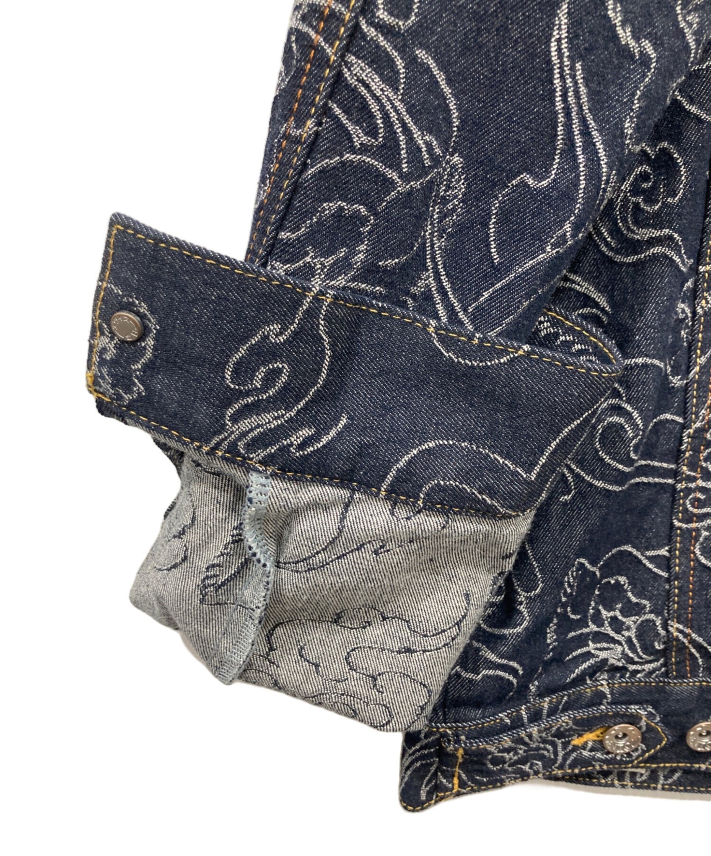[Pre-owned] EVISU All-Over Leopard Jacquard Denim Jacket 2ESHTM6DJ1011RXDN
