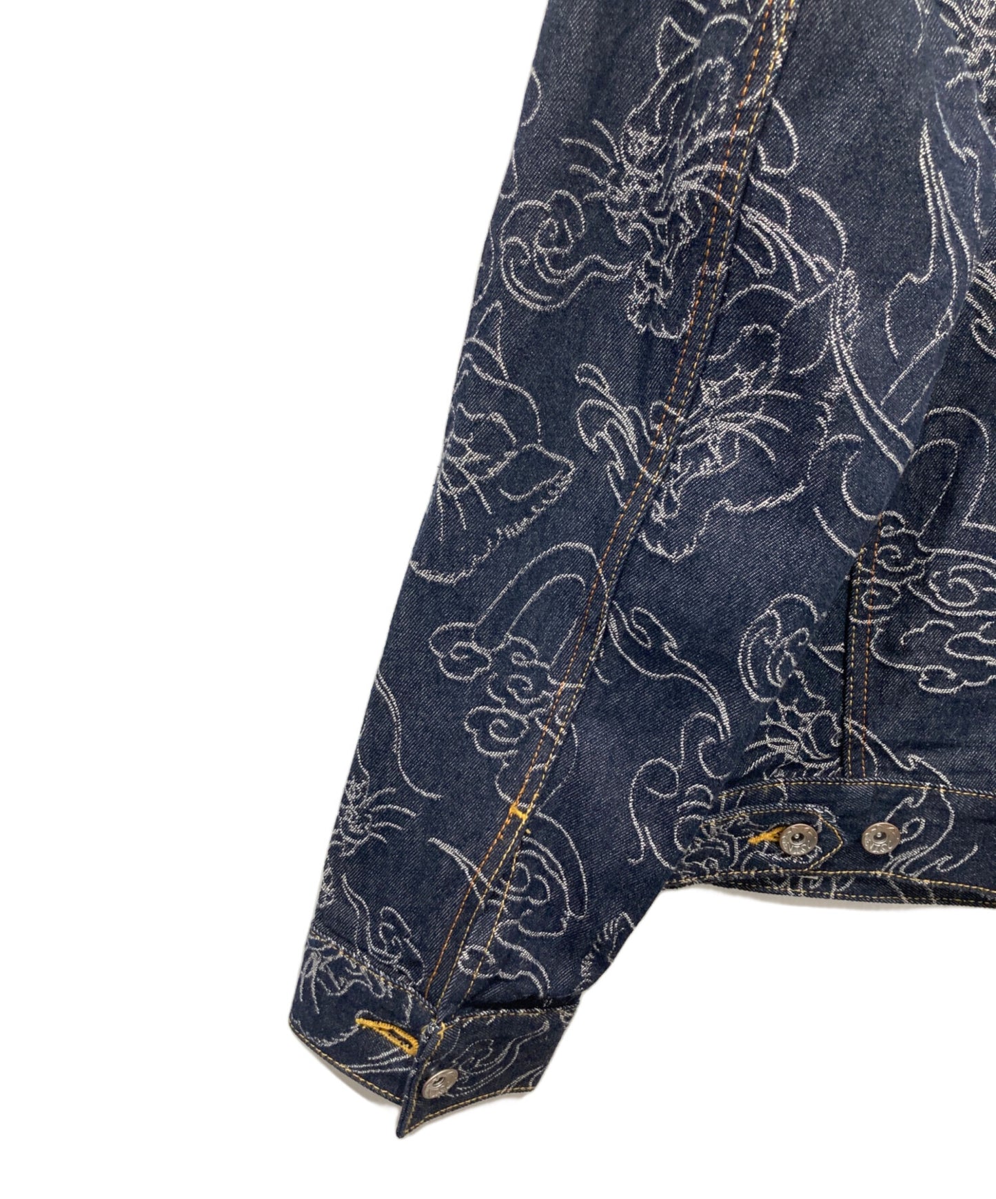 [Pre-owned] EVISU All-Over Leopard Jacquard Denim Jacket 2ESHTM6DJ1011RXDN