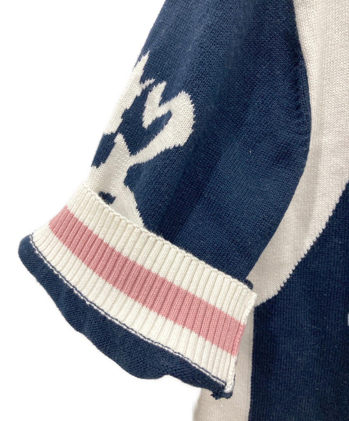 [Pre-owned] EVISU Cycle Knit Polo Shirt "Knit Navy" 2ESPAM6SR6360XXCT