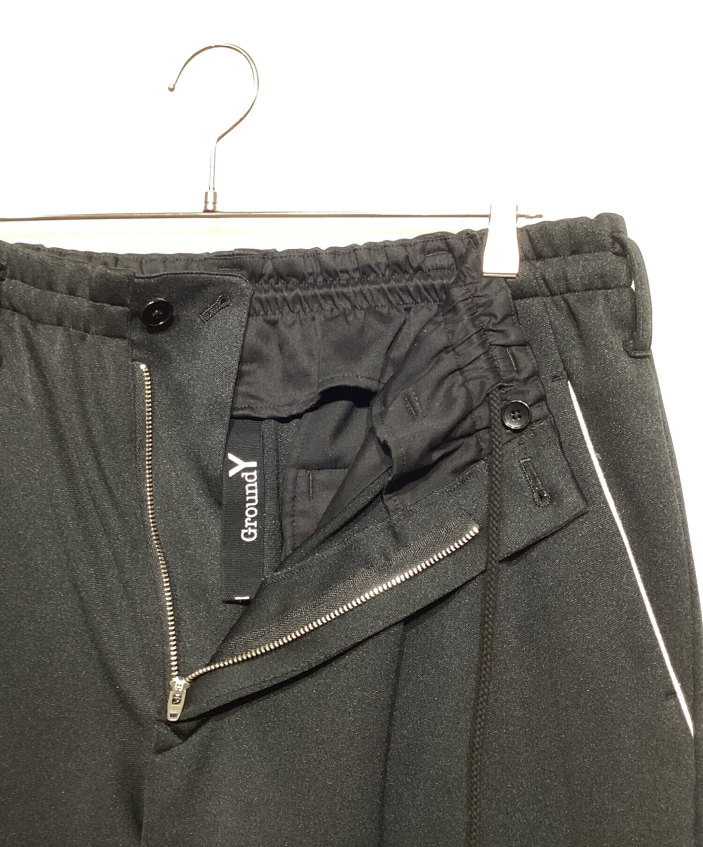 [Pre-owned] GROUND Y POLYESTER SMOOTH DOUBLE HEM RIB PANTS GP-P18-900