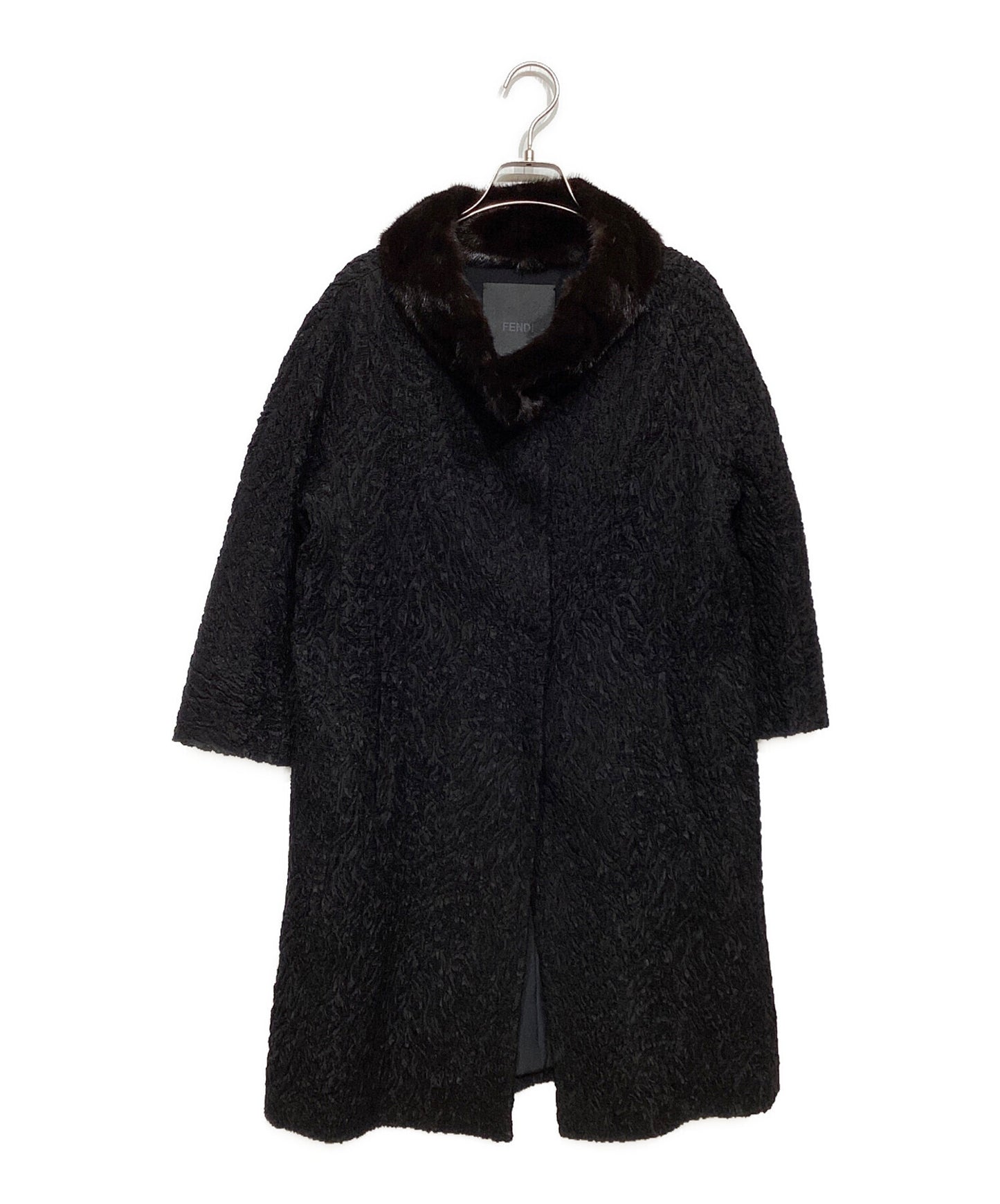 [Pre-owned] FENDI Jacquard Coat with Mink Fur Collar