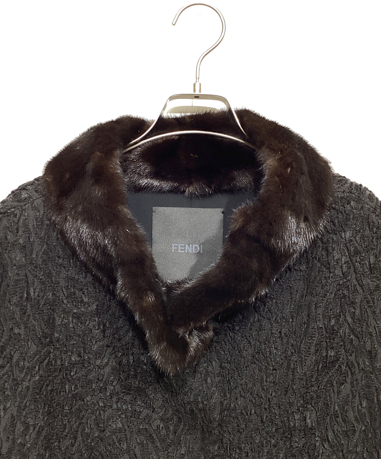 [Pre-owned] FENDI Jacquard Coat with Mink Fur Collar