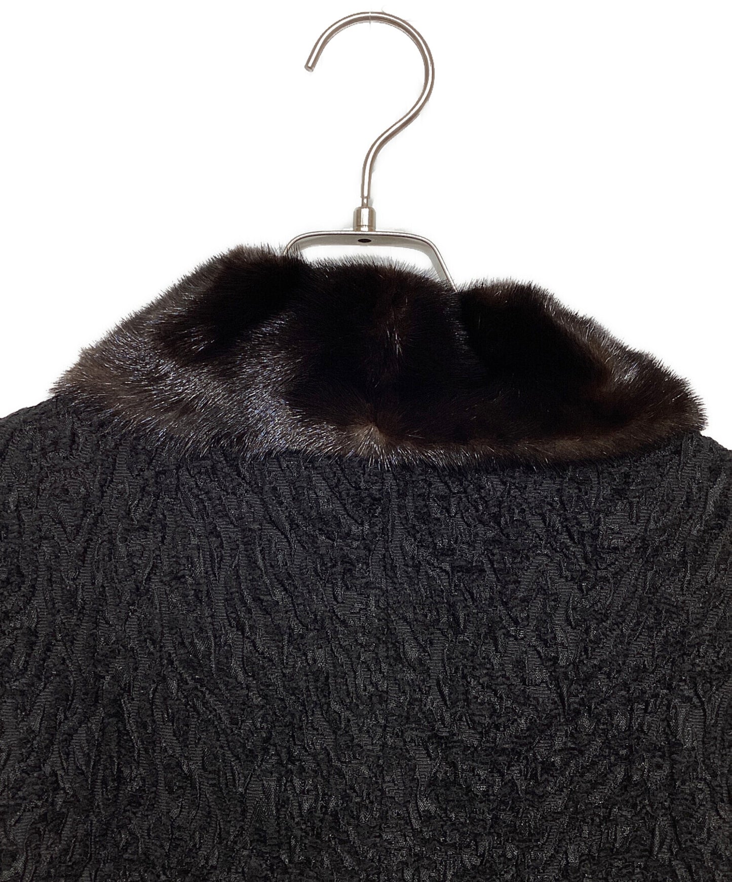 [Pre-owned] FENDI Jacquard Coat with Mink Fur Collar