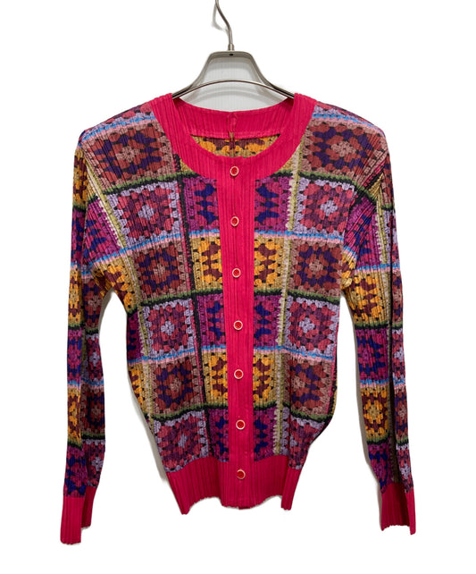 [Pre-owned] PLEATS PLEASE Crochet Print Pleated Cardigan PP53-J0653