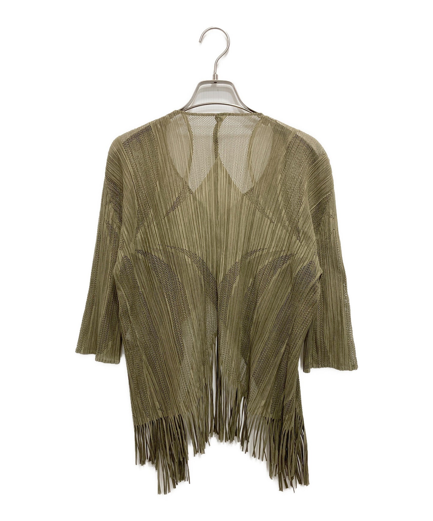 [Pre-owned] PLEATS PLEASE Fringe Mesh Lace Cardigan PP93-J0565