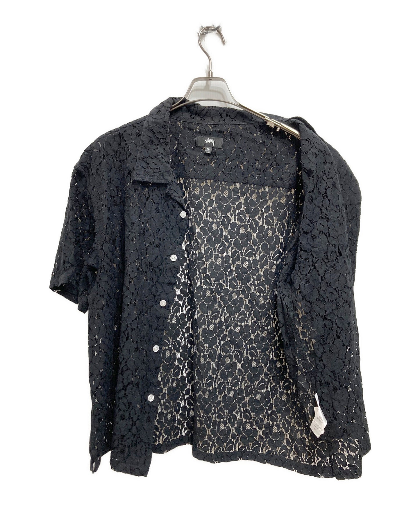 [Pre-owned] stussy Floral Pattern Lace / Open Collar Shirt 1110178