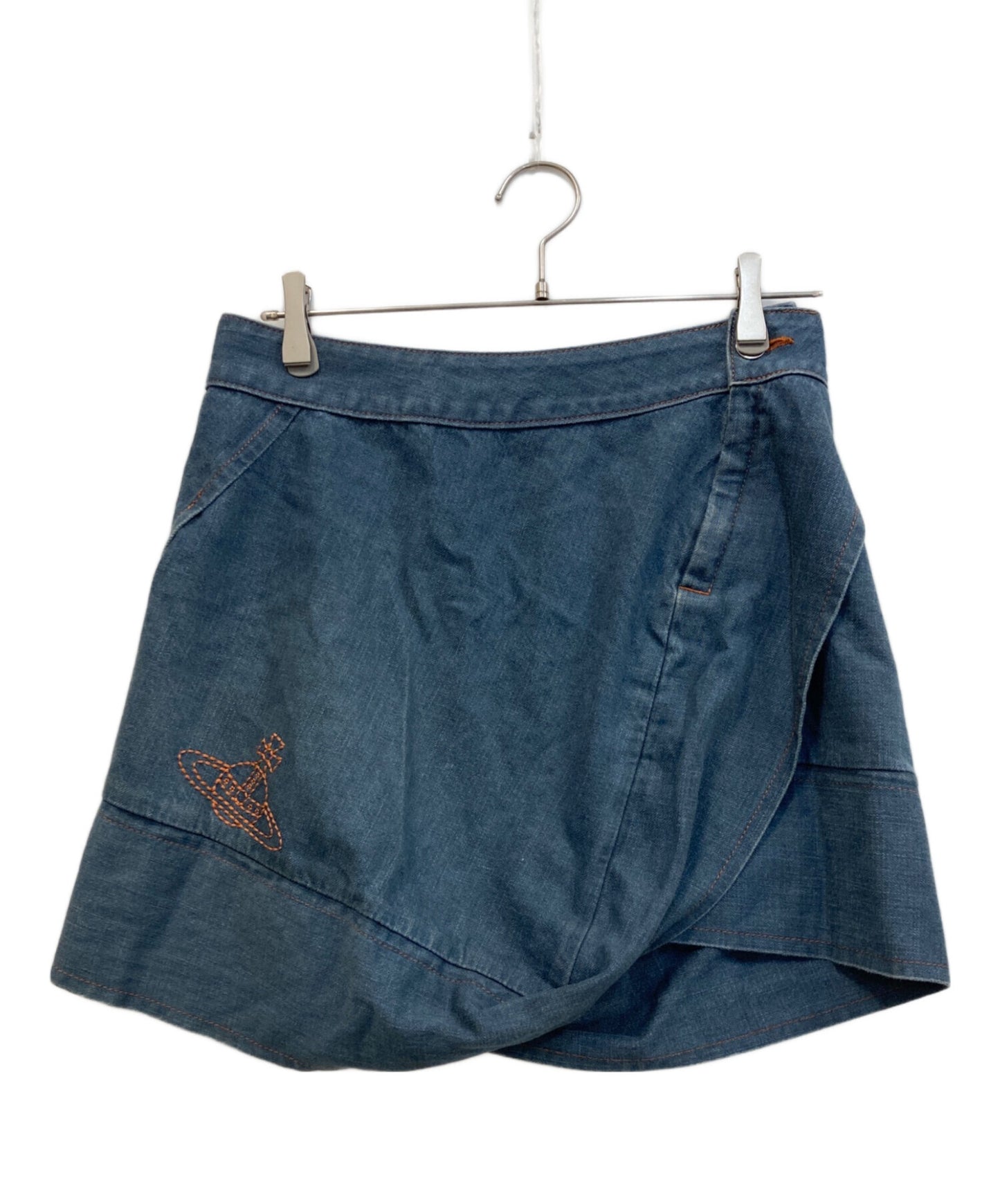 [Pre-owned] Vivienne Westwood RED LABEL Asymmetrical Orb-Embroidered Denim Skirt January 24, 2001