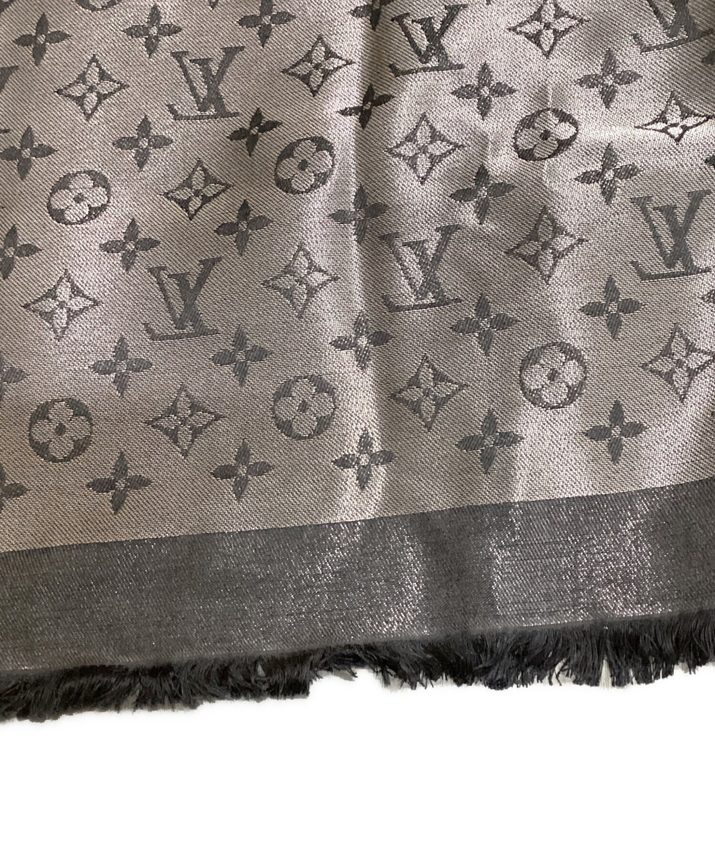 [Pre-owned] LOUIS VUITTON Monogram large fringe stole shawl Monogram Shine M75123