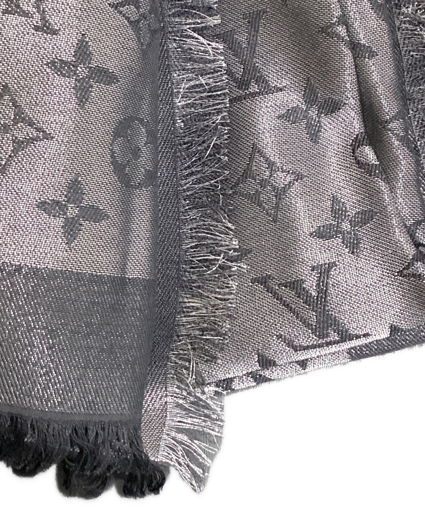 [Pre-owned] LOUIS VUITTON Monogram large fringe stole shawl Monogram Shine M75123