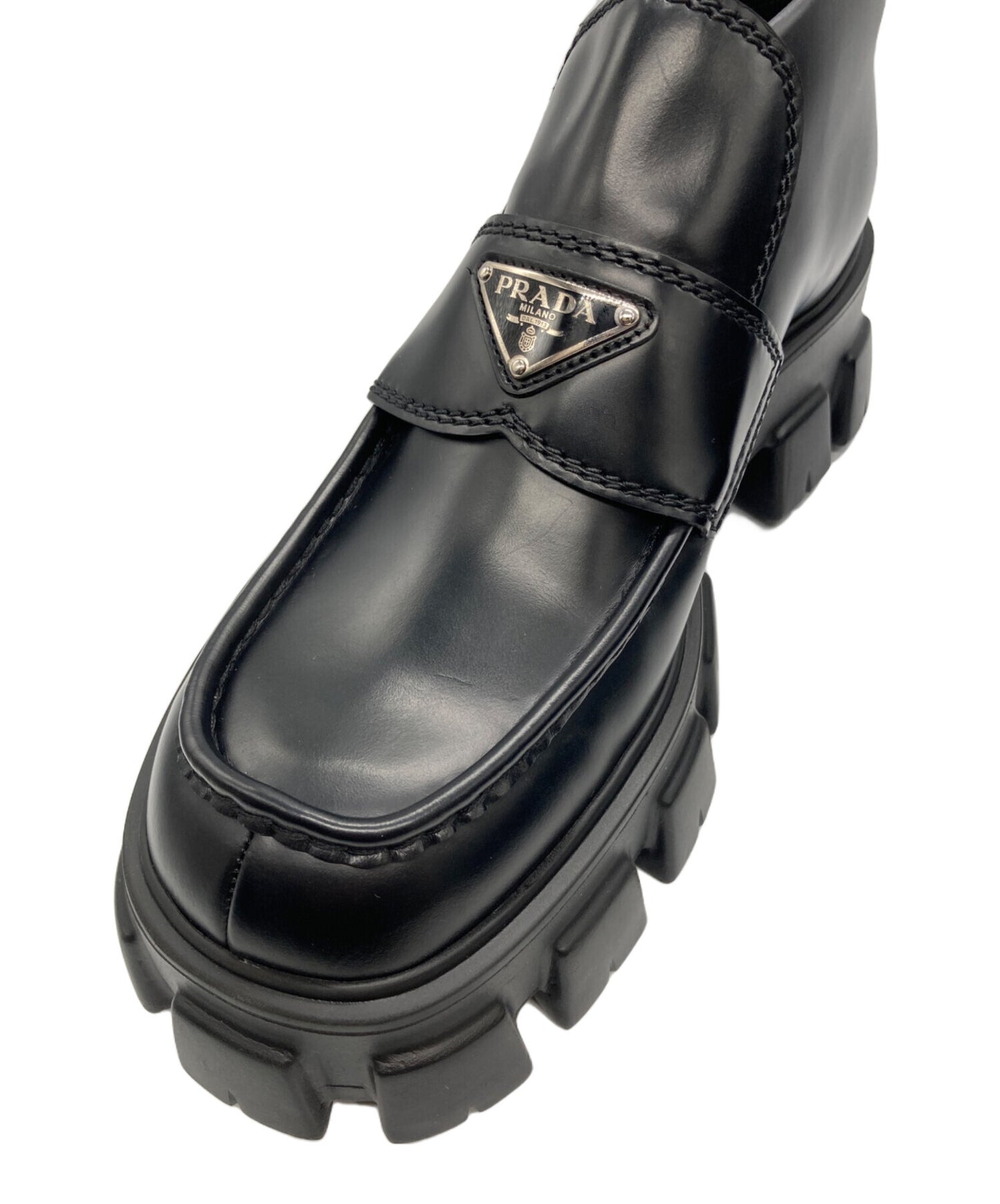 [Pre-owned] PRADA Monolith Short Loafer Boots 2TE194