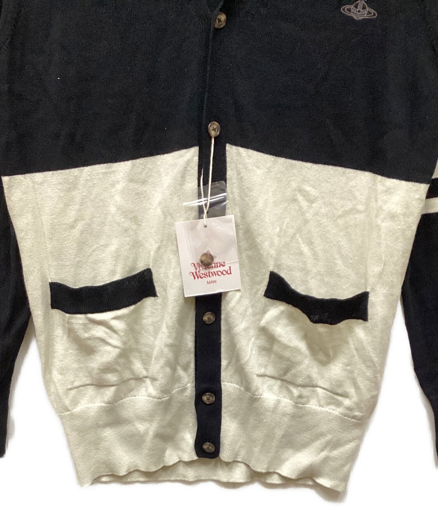[Pre-owned] Vivienne Westwood man Orb Embroidery Two-tone Cardigan VW-LK-76614