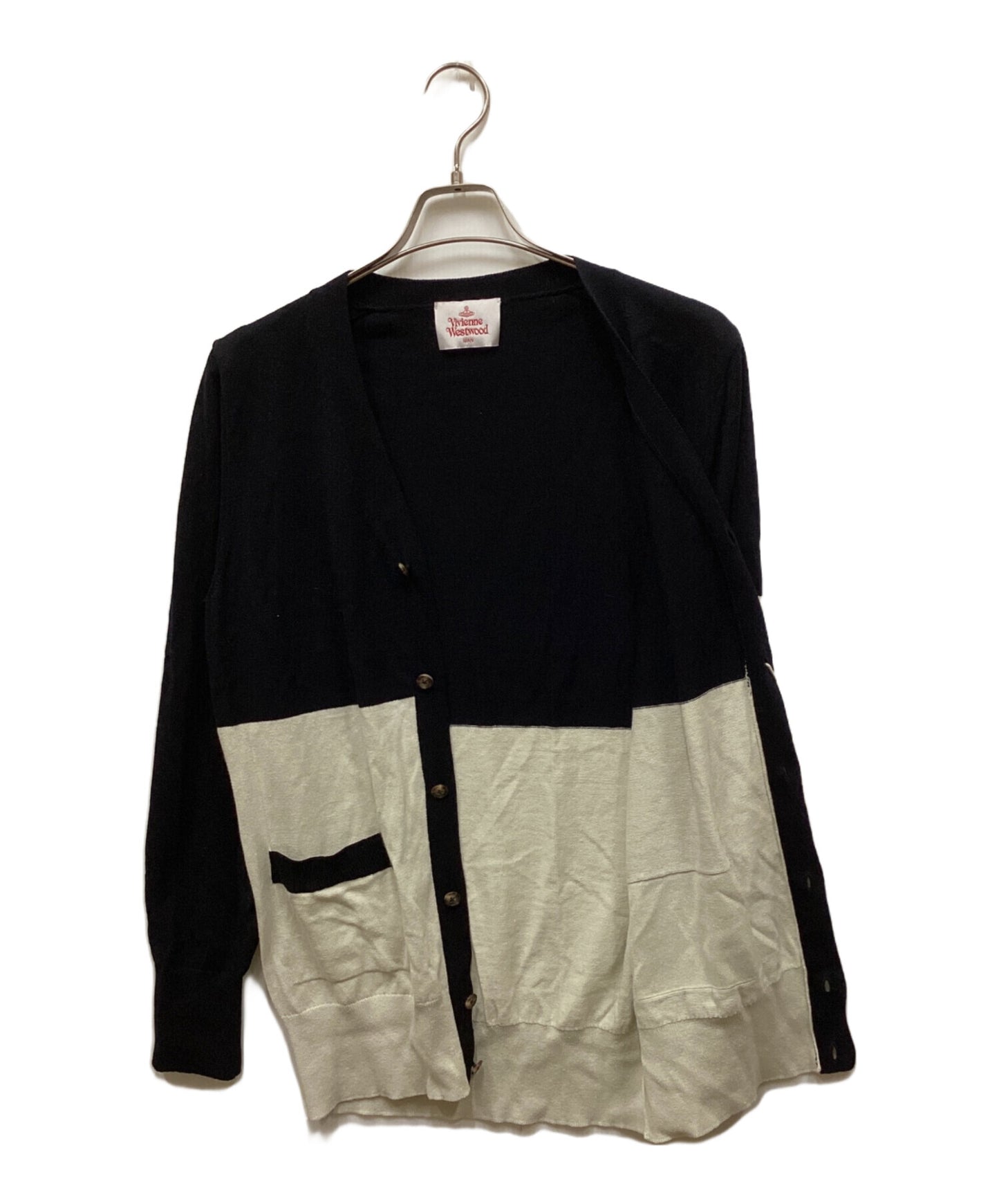 [Pre-owned] Vivienne Westwood man Orb Embroidery Two-tone Cardigan VW-LK-76614